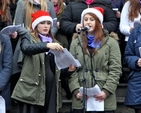 Members of the choir, Teen–Spirit, performing on the steps of the Mansion House yesterday (Saturday December 14) at the annual ecumenical carol singing organised by the Dublin and Glendalough Council for Mission and the Office of Evangelisation and Ecumenism of the Archdiocese of Dublin. 