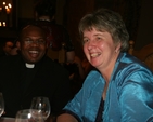 Ada Lawson and Fr Innocent Uwa, Curate of Celbridge RC Parish at the Harvest Moon Ball in aid of historic buildings in the parishes of Celbridge, Straffan and Newcastle Lyons.
