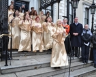 A golden choir launching the Irish Farmers’ Association Live Animal Crib at the Mansion House.