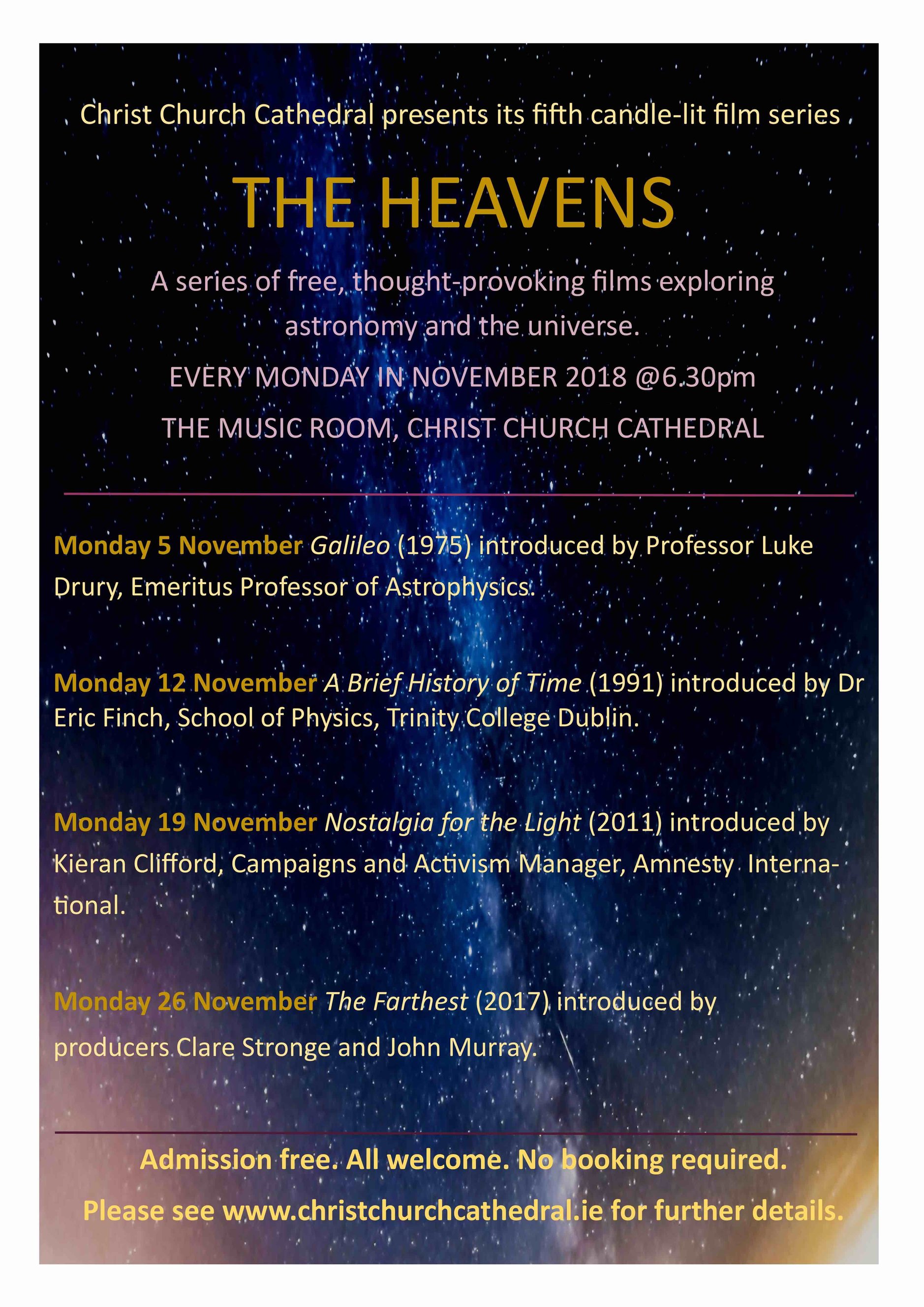 ‘The Heavens’ Film Series In Christ Church Cathedral