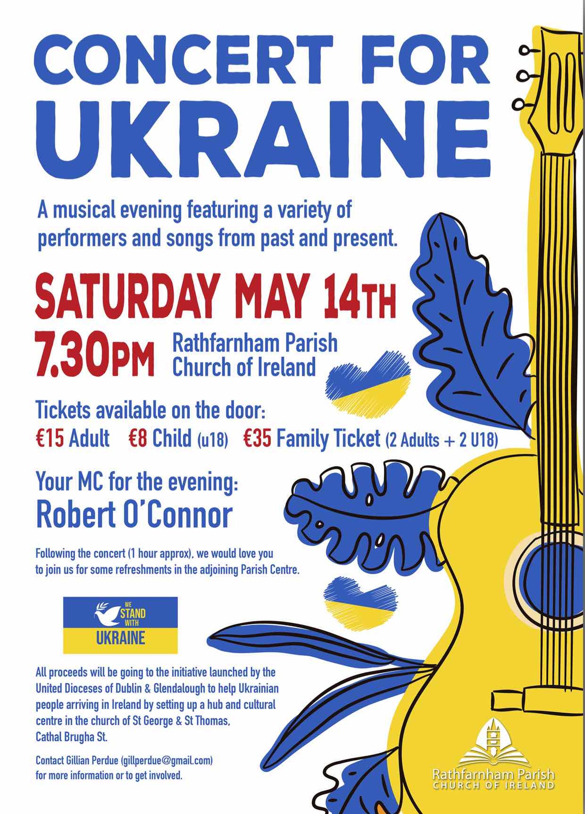 Concert for Ukraine in Rathfarnham - Saturday May 14. Proceeds to the Dublin & Glendalough U&Ukraine appeal.
