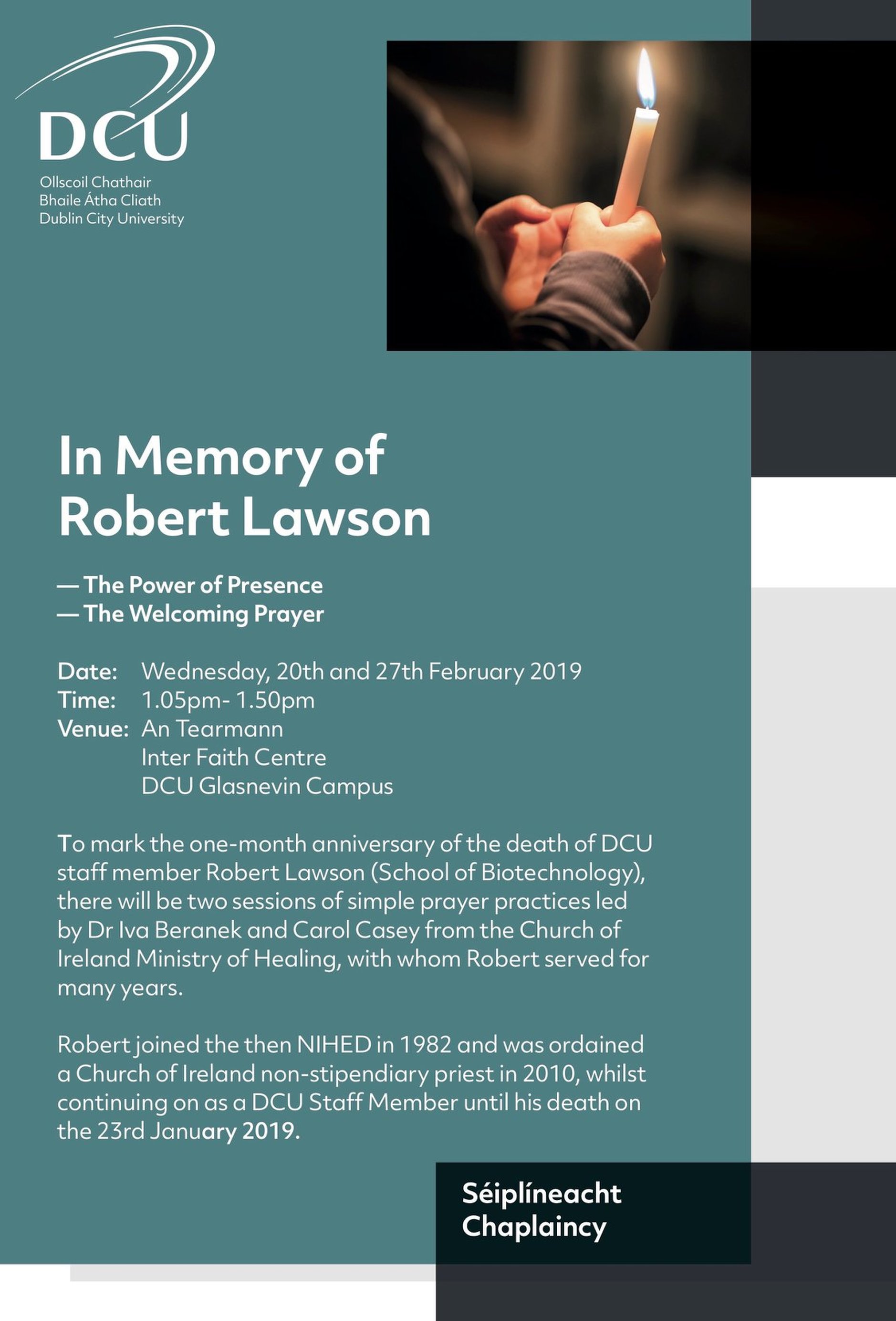 In Memory of Robert Lawson ‘The Power of Presence’ ‘The Welcoming Prayer’