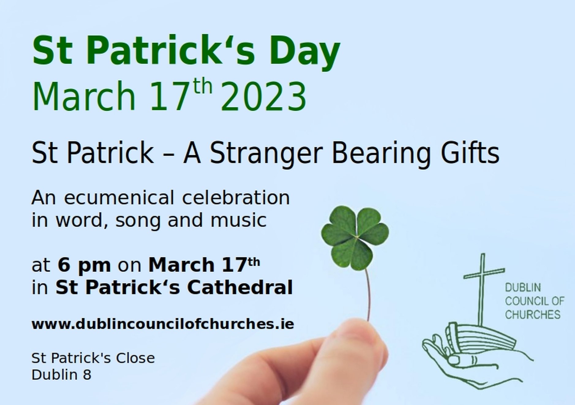 St Patrick’s Day Service to Bring a Message For Our Times