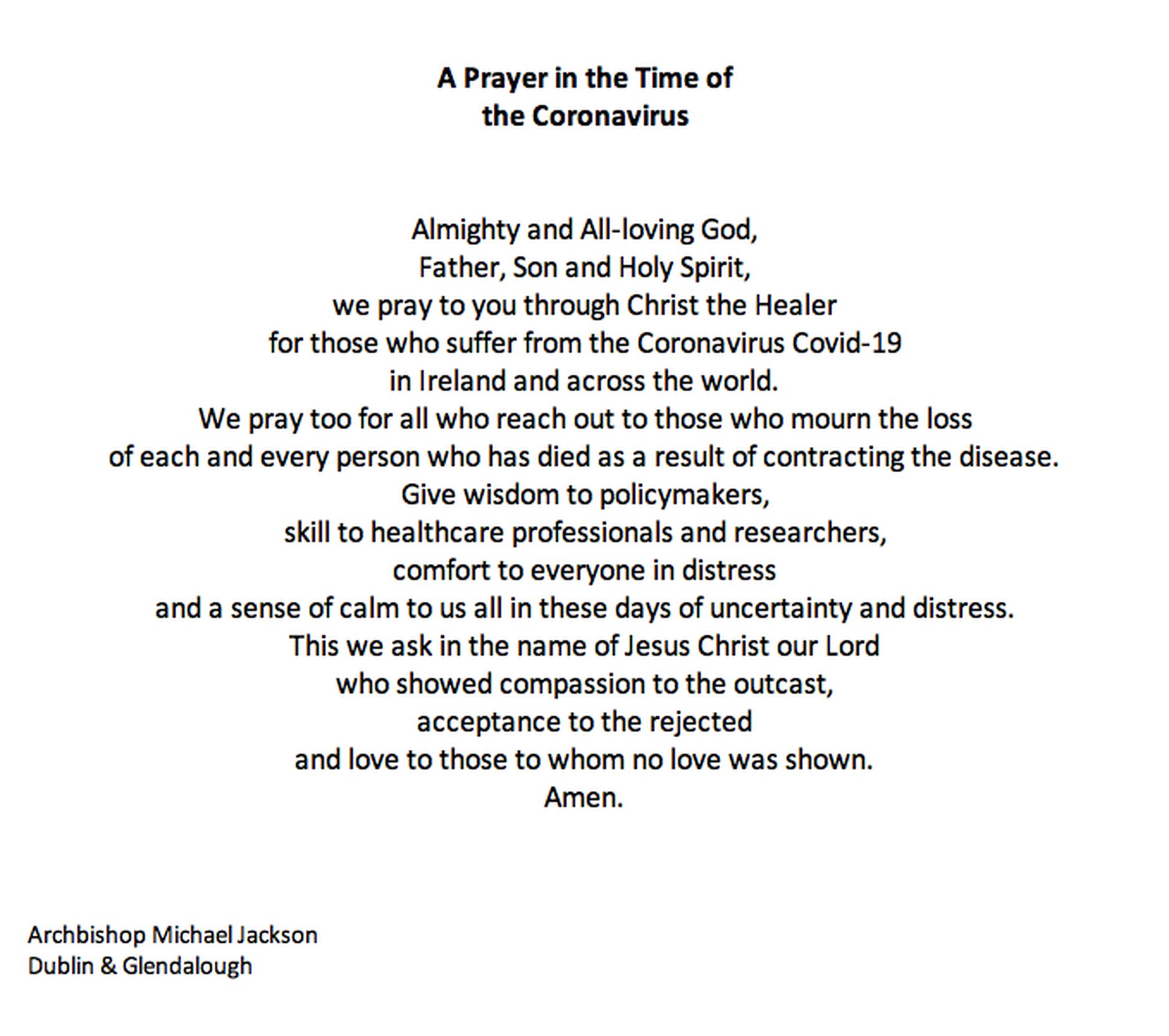 A Prayer in the Time of the Coronavirus