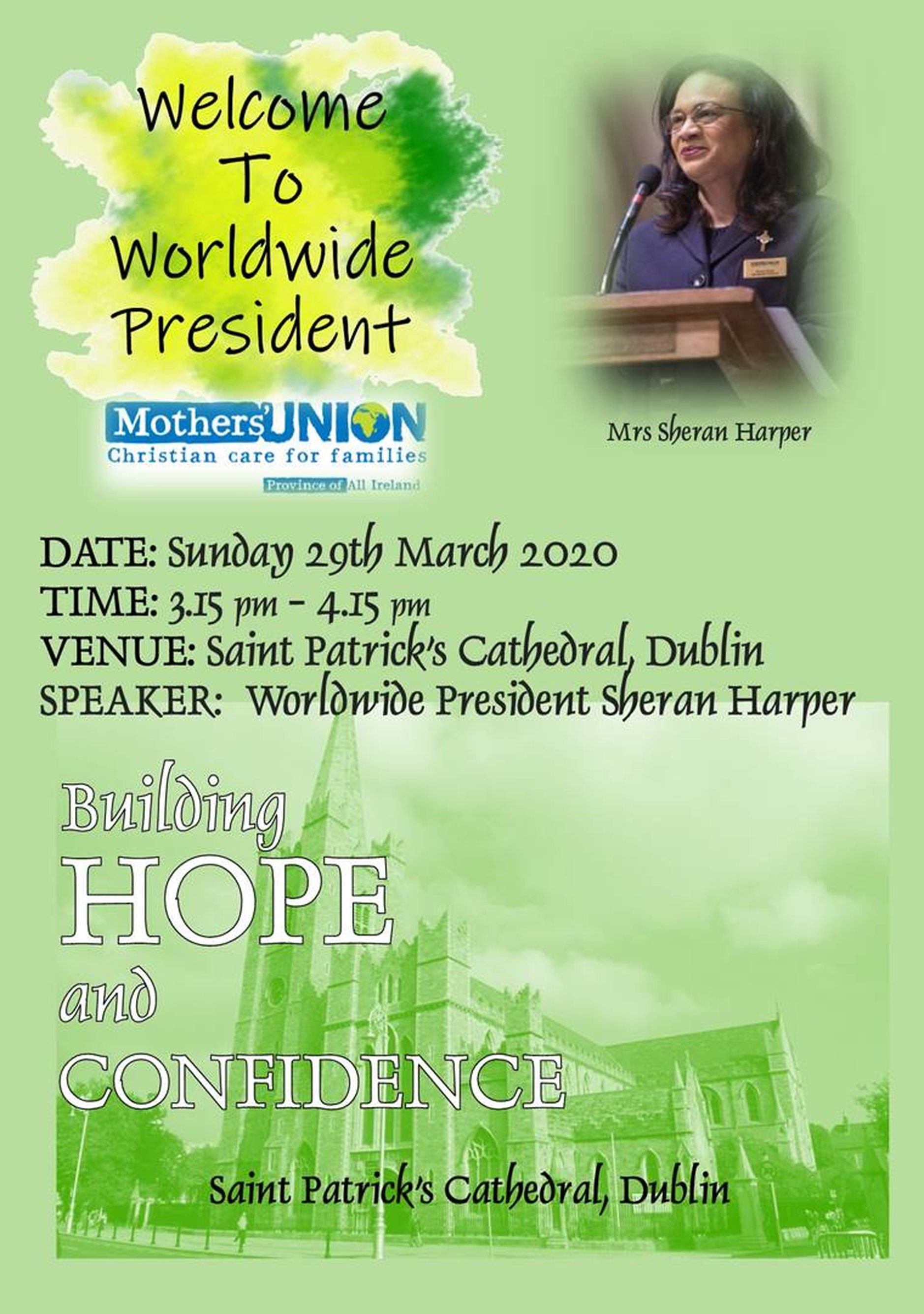 CANCELLED – Mothers’ Union Welcome Worldwide President