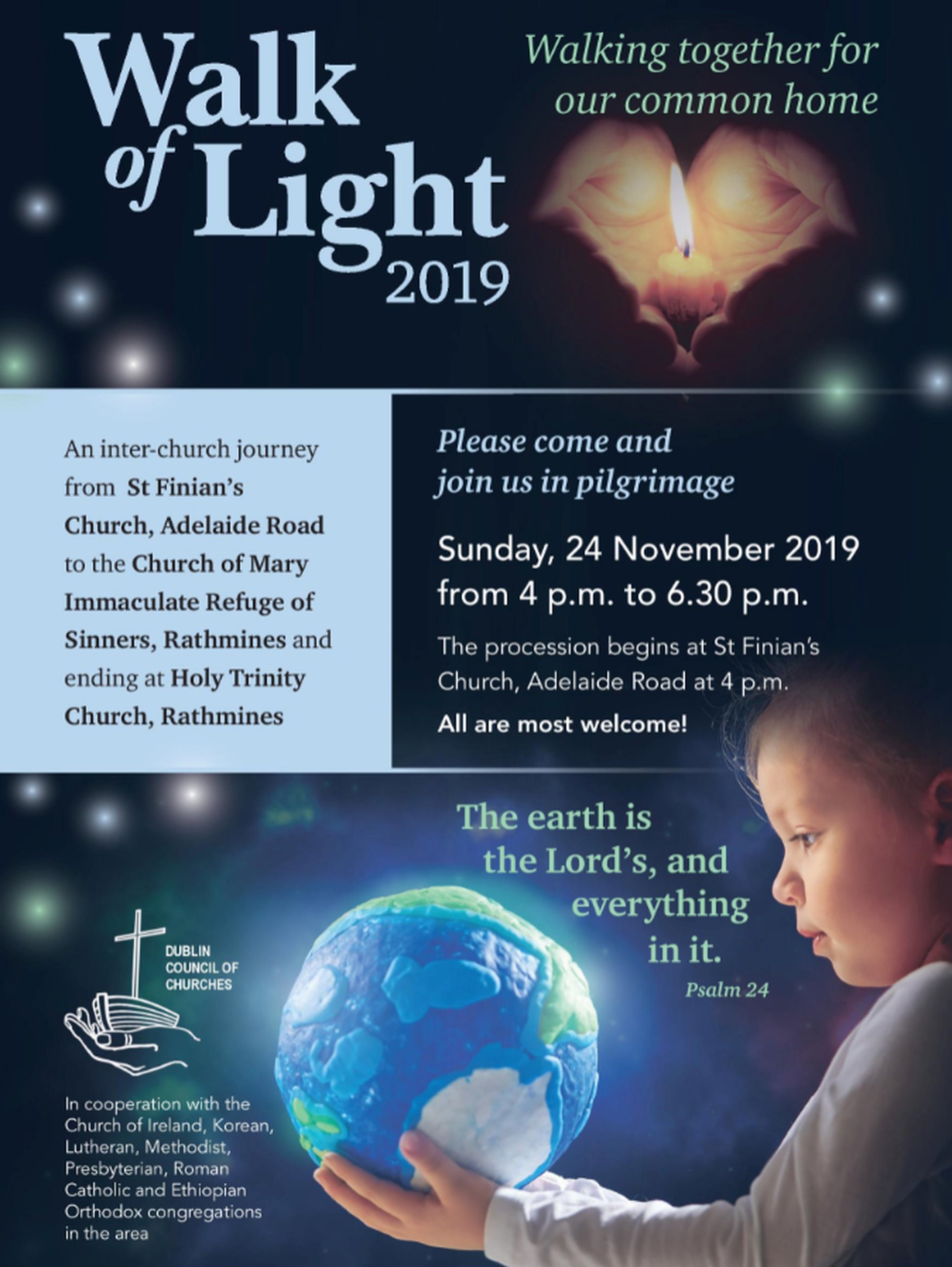 Walk of Light 2019 - This year’s walk starts at St Finian’s Church on Adelaide Road and finishes at Holy Trinity, Rathmines.