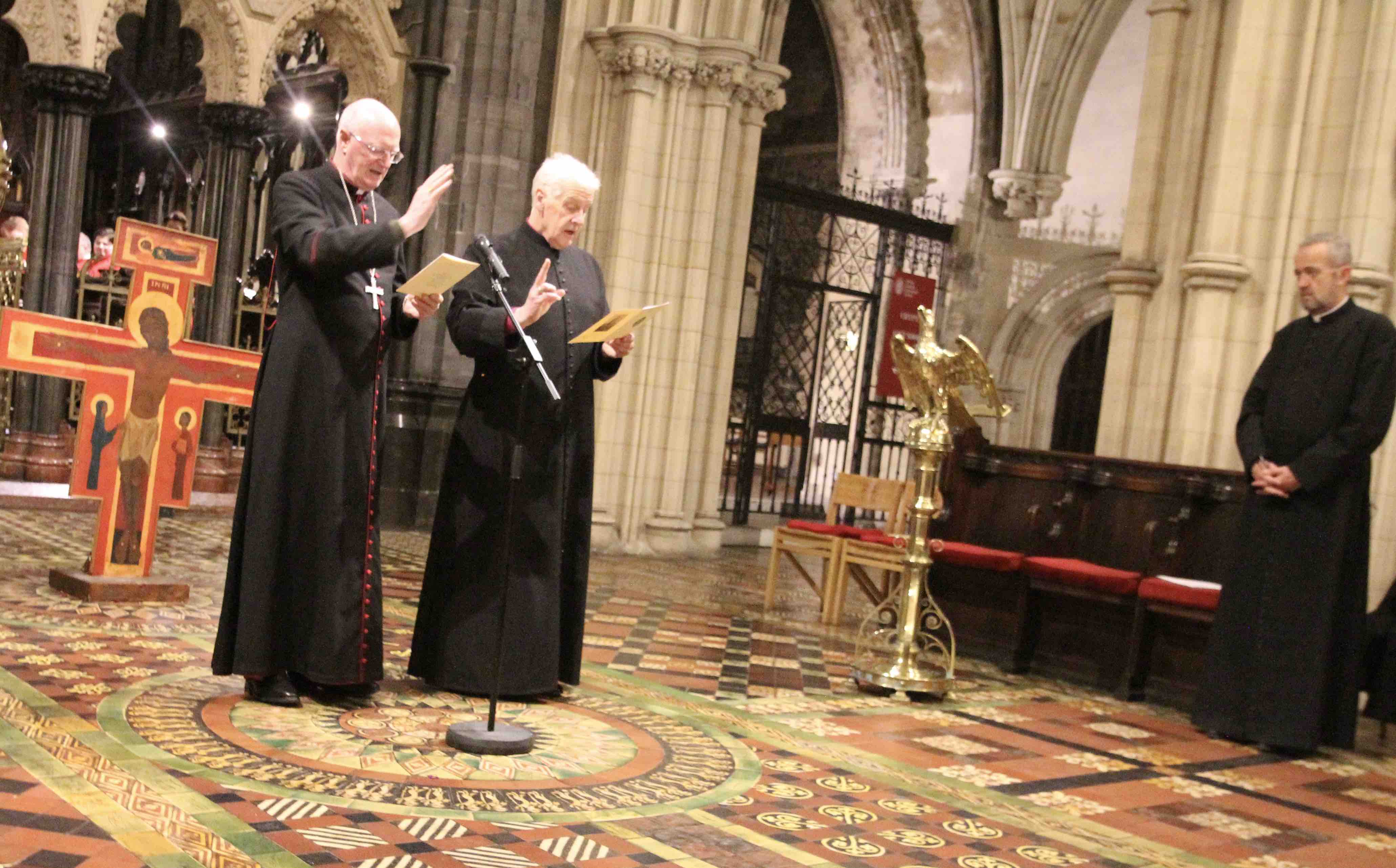 Archbishop Michael Jackson and Archbishop Dermot Farrell give the blessing together.