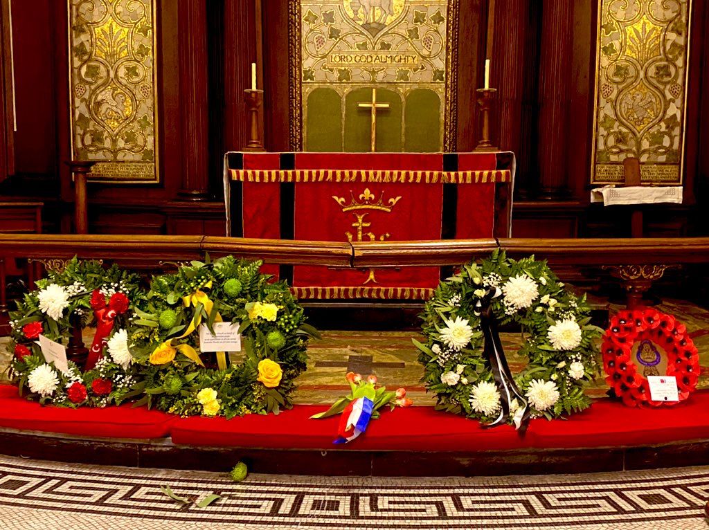 The wreaths laid during the service.
