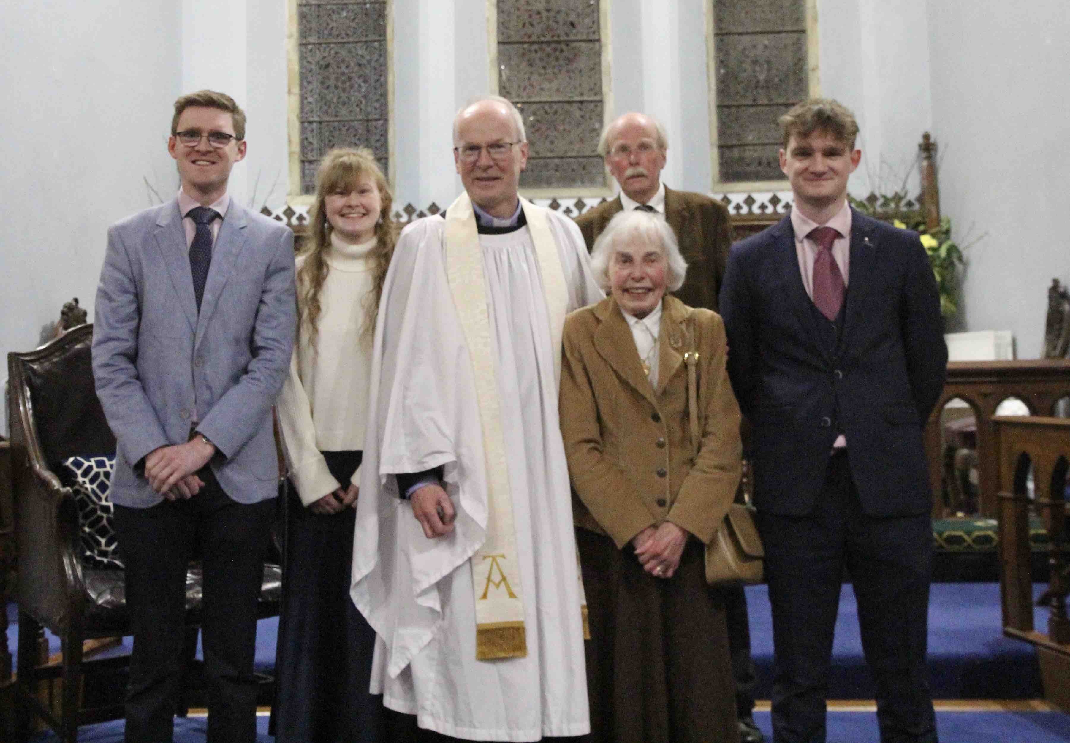 The Revd Niall Stratford and his children Nicholas, Robin and Amy, his mother Phyllis and brother Keith following his institution as Rector of Blessington Union.