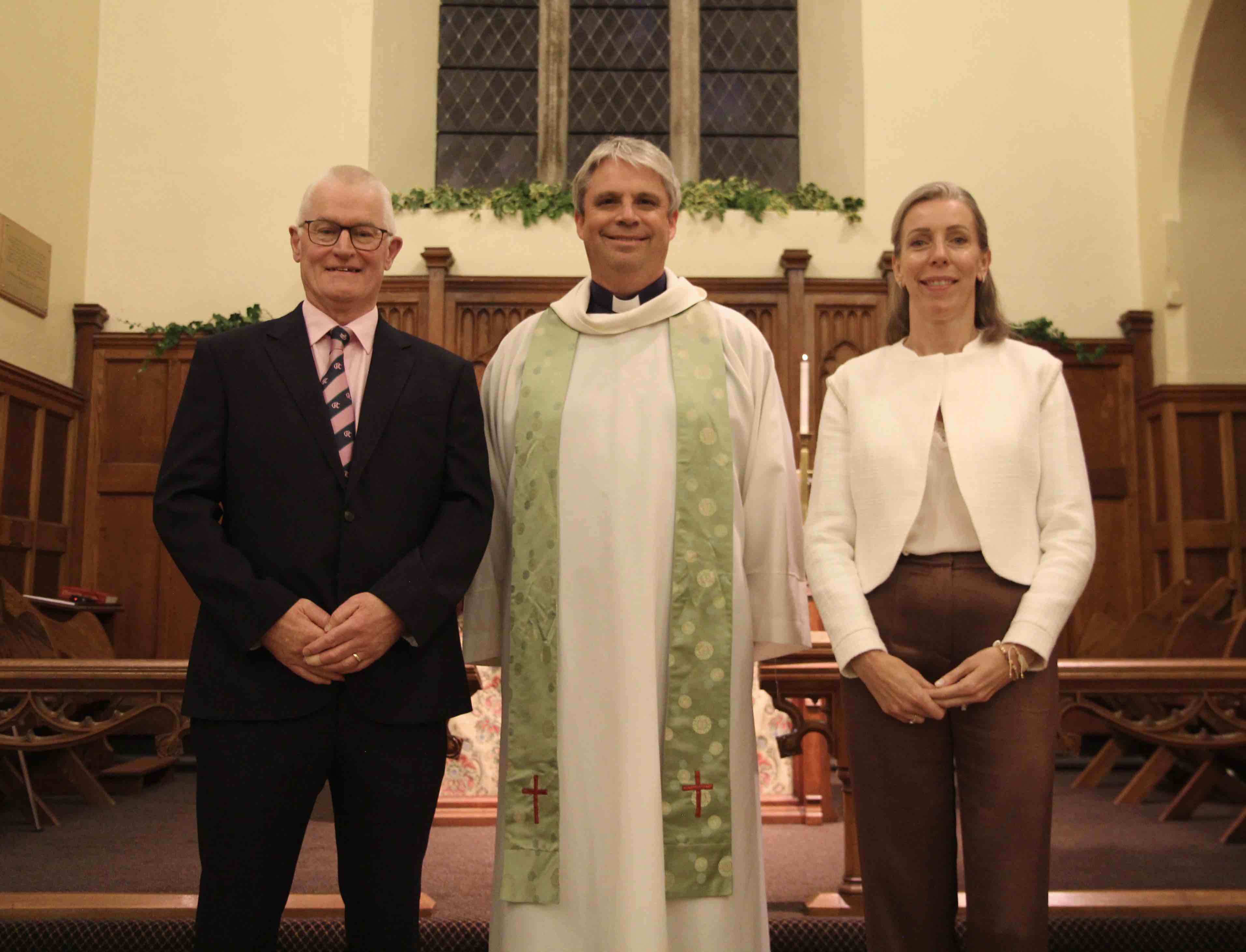 The Revd David Bowles with church wardens Steven Anderson and Gillian Ryan.