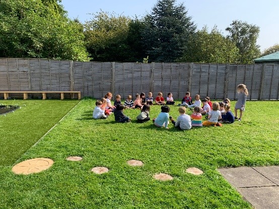 Kildare Place School's outdoor classroom in use in the autumn.