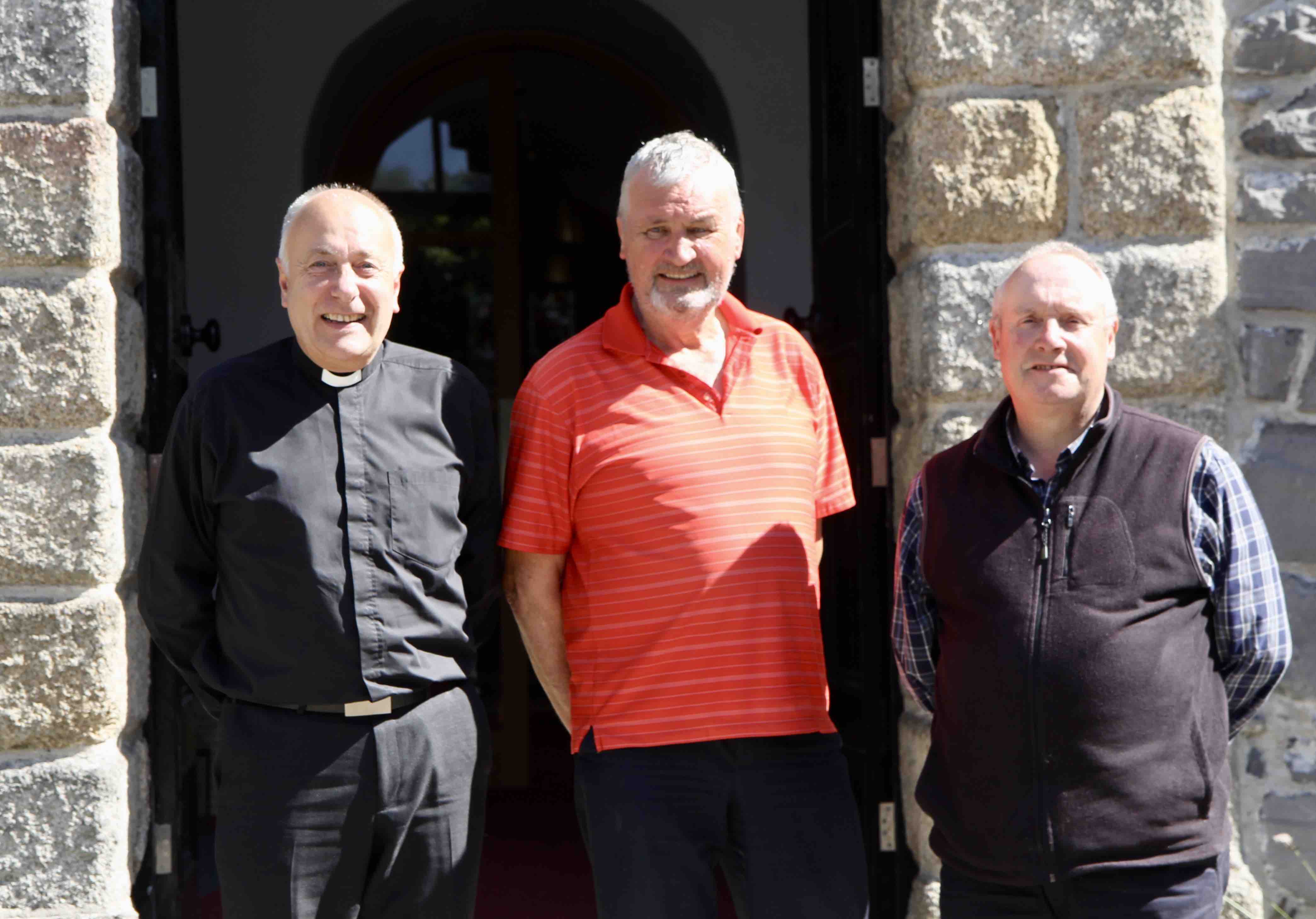 Canon Leonard Ruddock, historian Trevor James and parish administrator Jonny Bell at St Matthew's Irishtown.