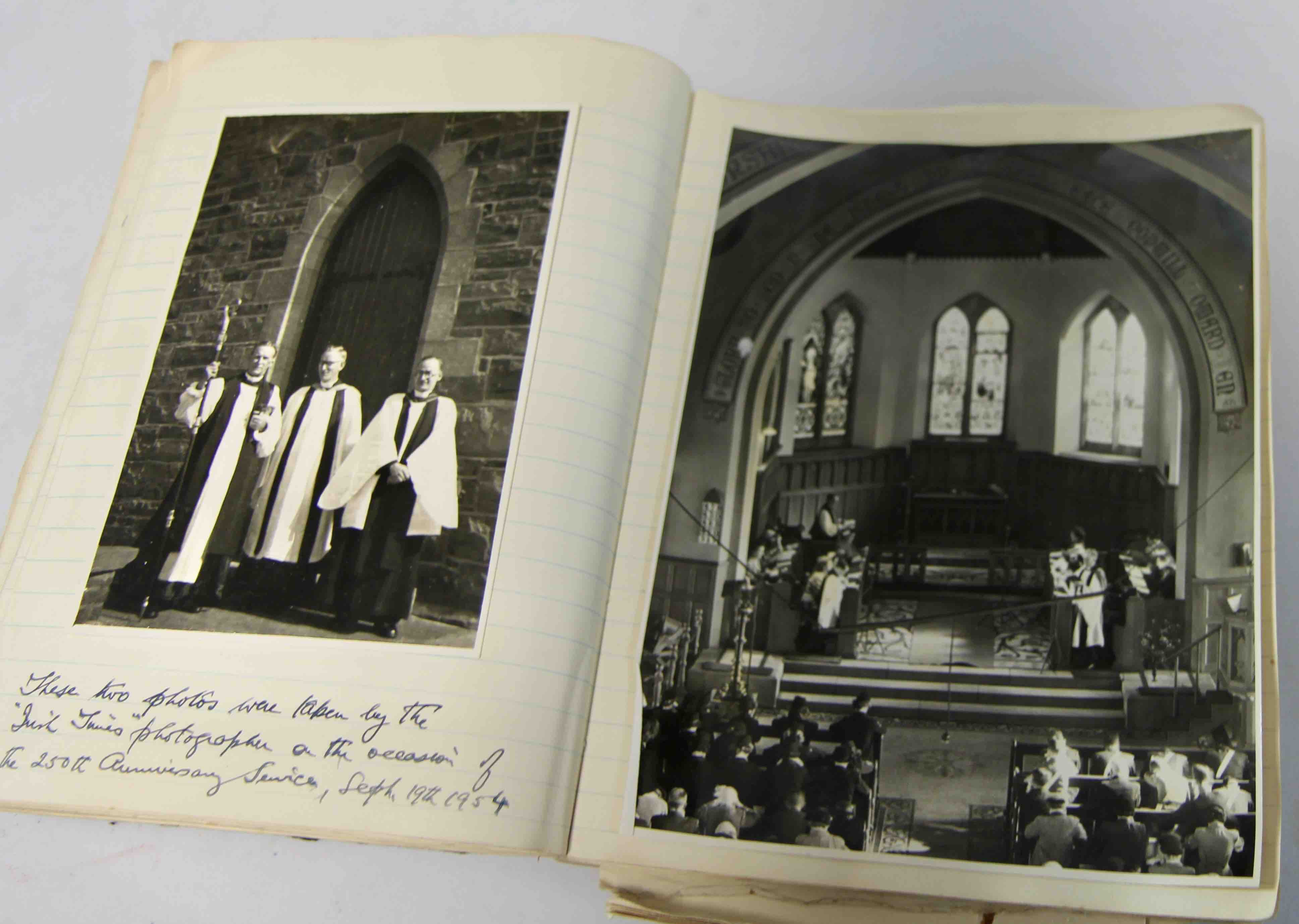 Photos taken by an Irish Times photographer at the 250th anniversary service of St Matthew's on September 19 1954 contained in the parish scrapbook.