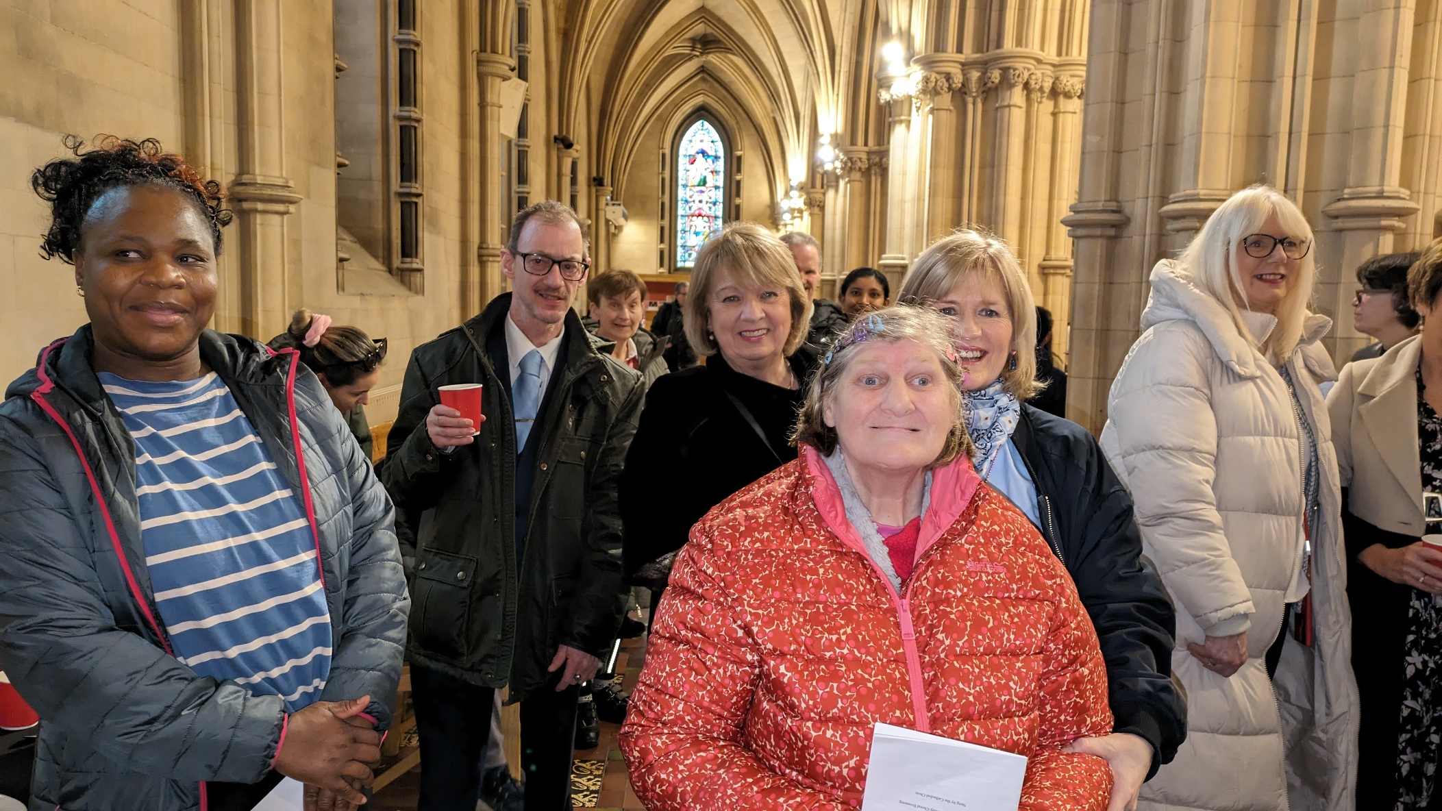 Enjoying refreshments after the service.