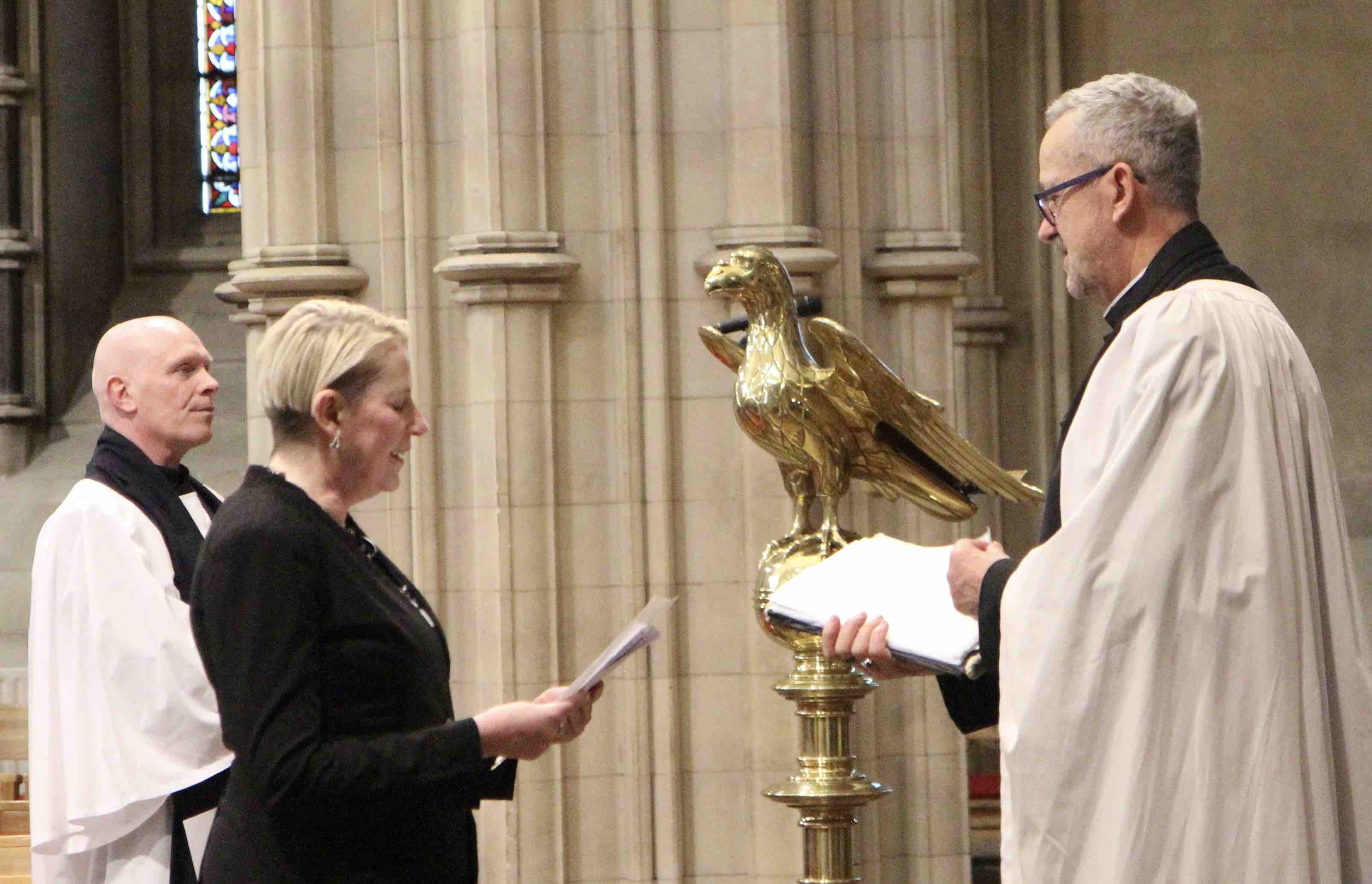 Annie Fletcher reads her declaration before Dean Dermot Dunne.