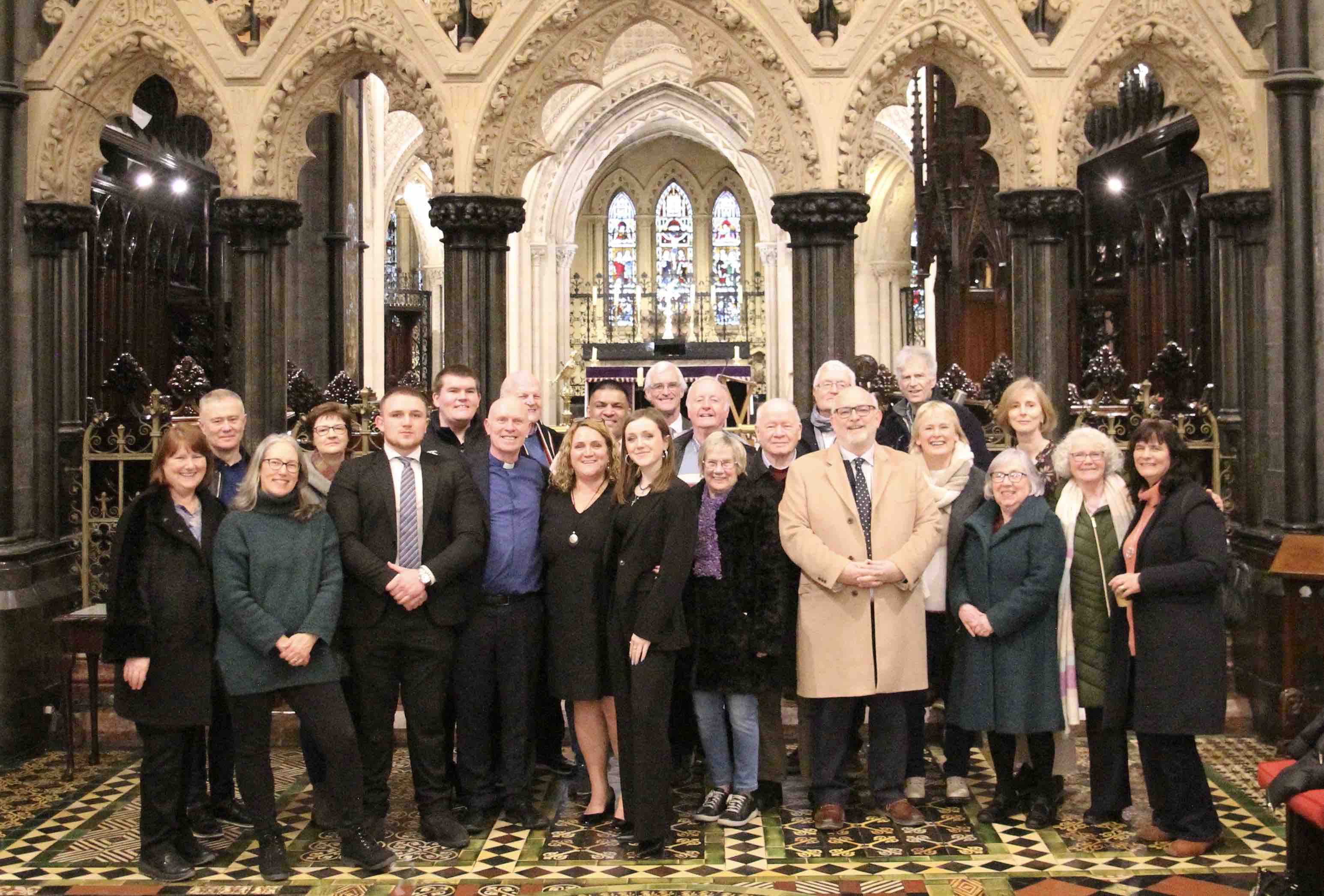 Newly installed Canon Treasurer of Christ Church Cathedral, Canon Tom O'Brien with family and friends from Crinken, Holmpatrick and Kill o' the Grange.