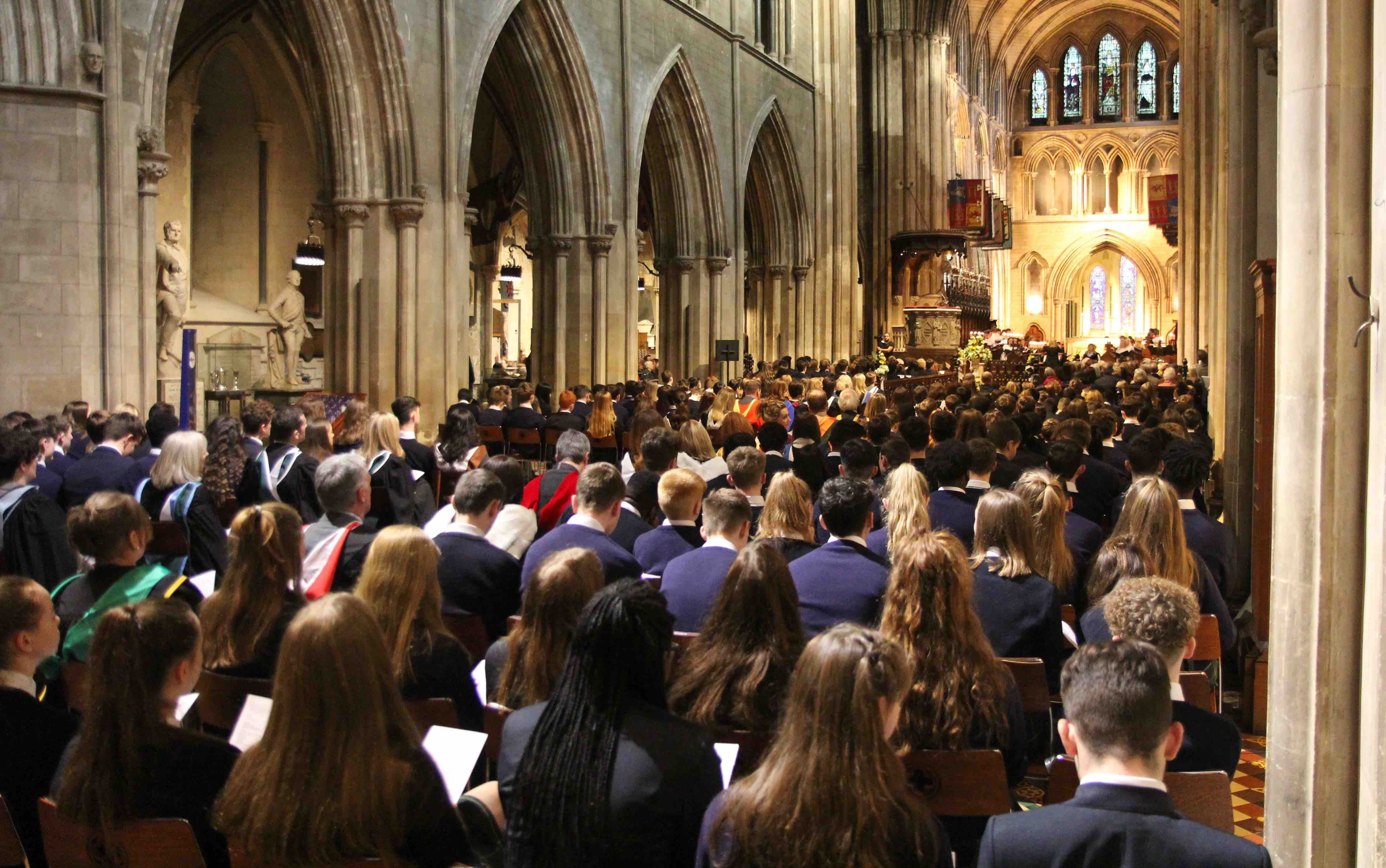 There was standing room only in St Patrick's Cathedral for the 350th anniversary service of the King's Hospital School.