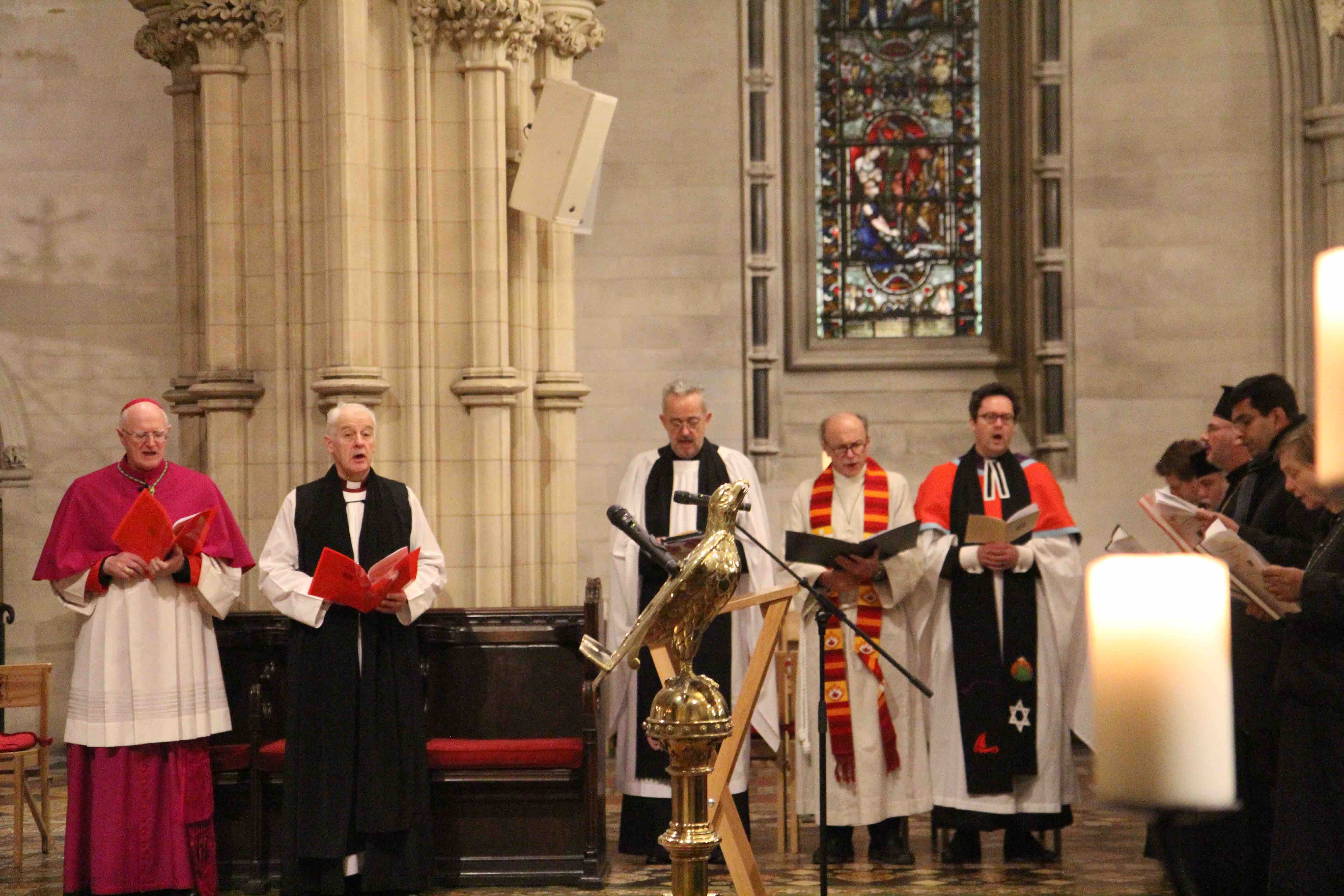 Archbishop Dermot Farrell, Archbishop Michael Jackson, Dean Dermot Dunne, Pastor Martin Sauter Chair of Dublin Council of Churches and the Revd Edwin Aiken, Dean's Vicar.