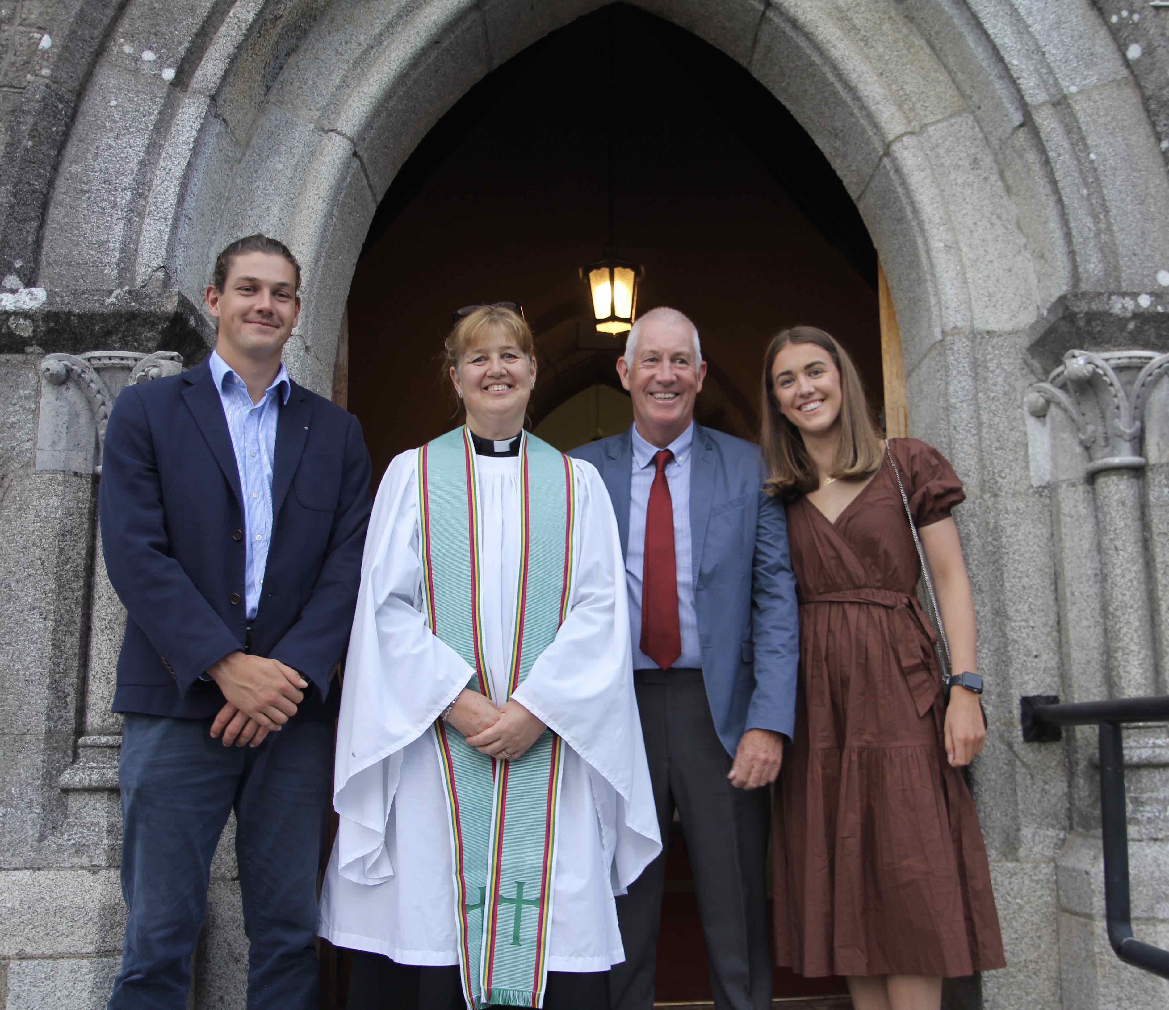 The Revd Suzanne Harris with her husband Richard and their children Andrew and Jessica.