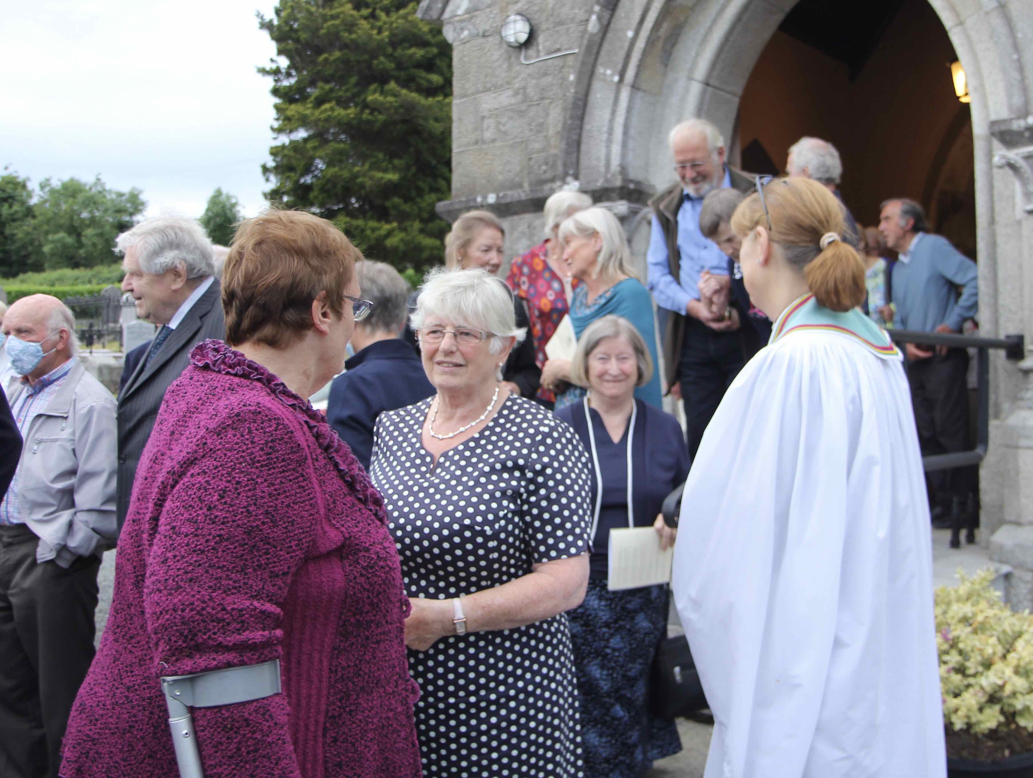 Parishioners outside Holy Trinity Church, Castlemacadam following the institution of the Revd Suzanne Harris.