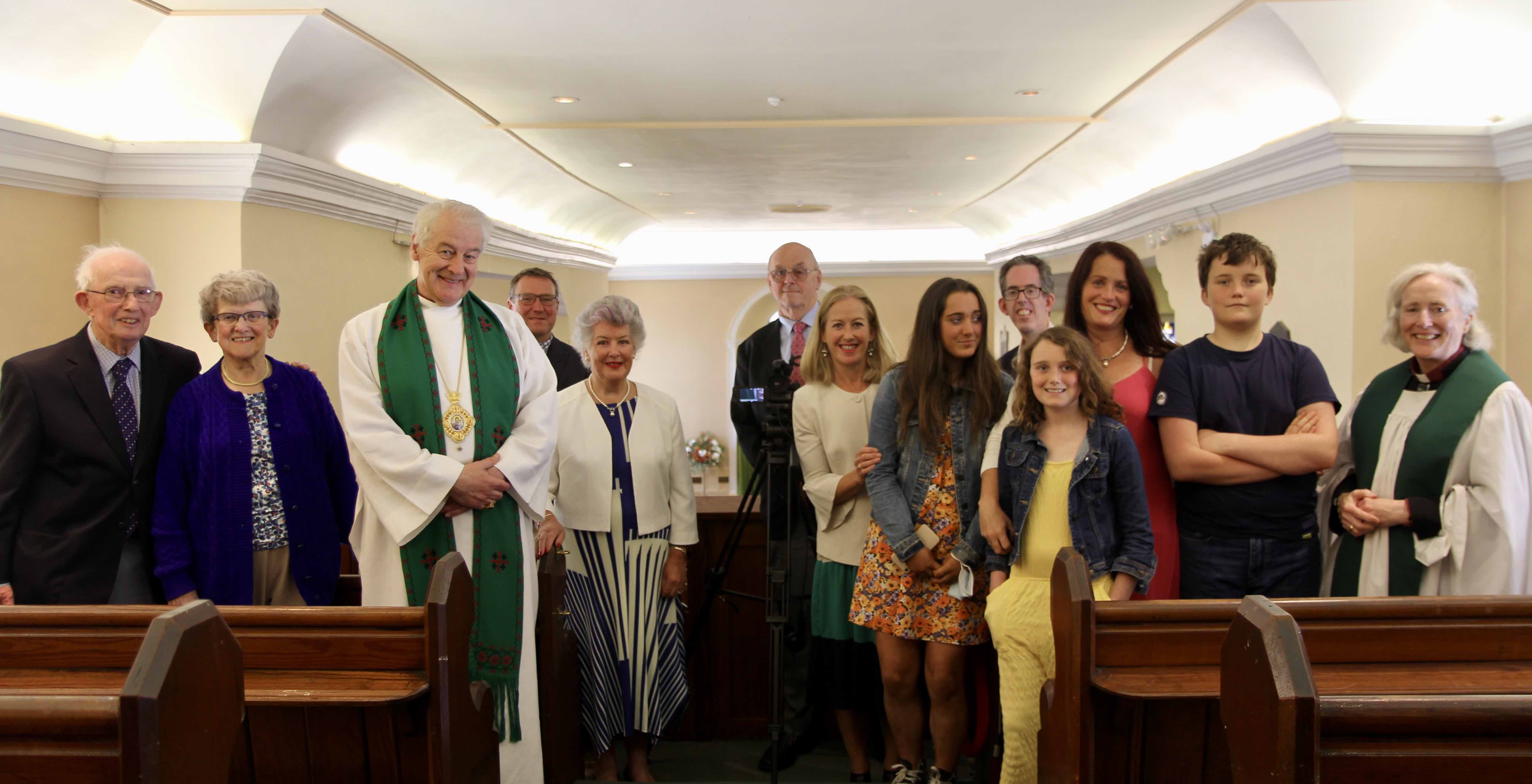 Members of the Wilkinson family whose gift of video streaming equipment was dedicated in Rathfarnham Parish.