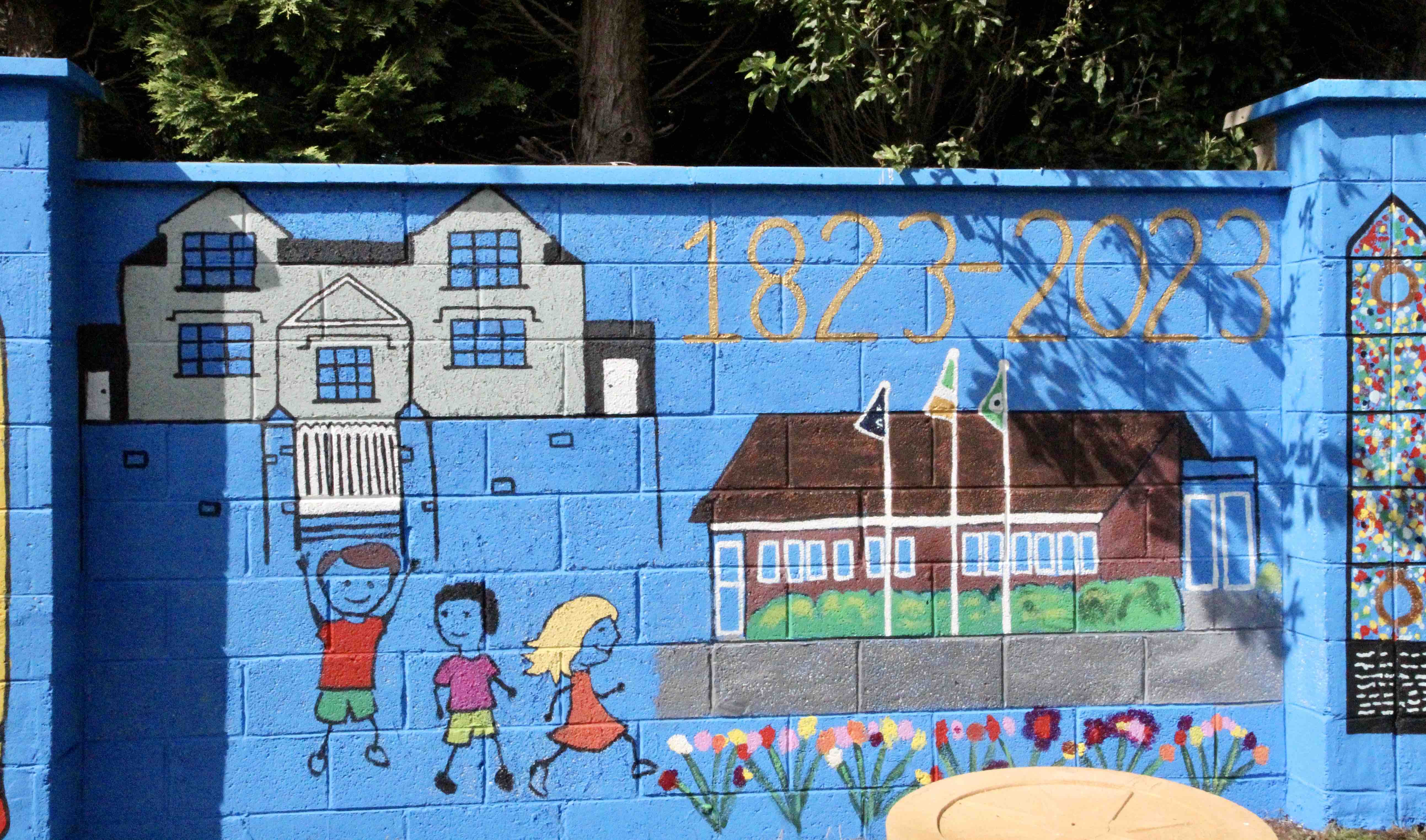 A section of the mural celebrating the 200th anniversary of Whitechurch NS.