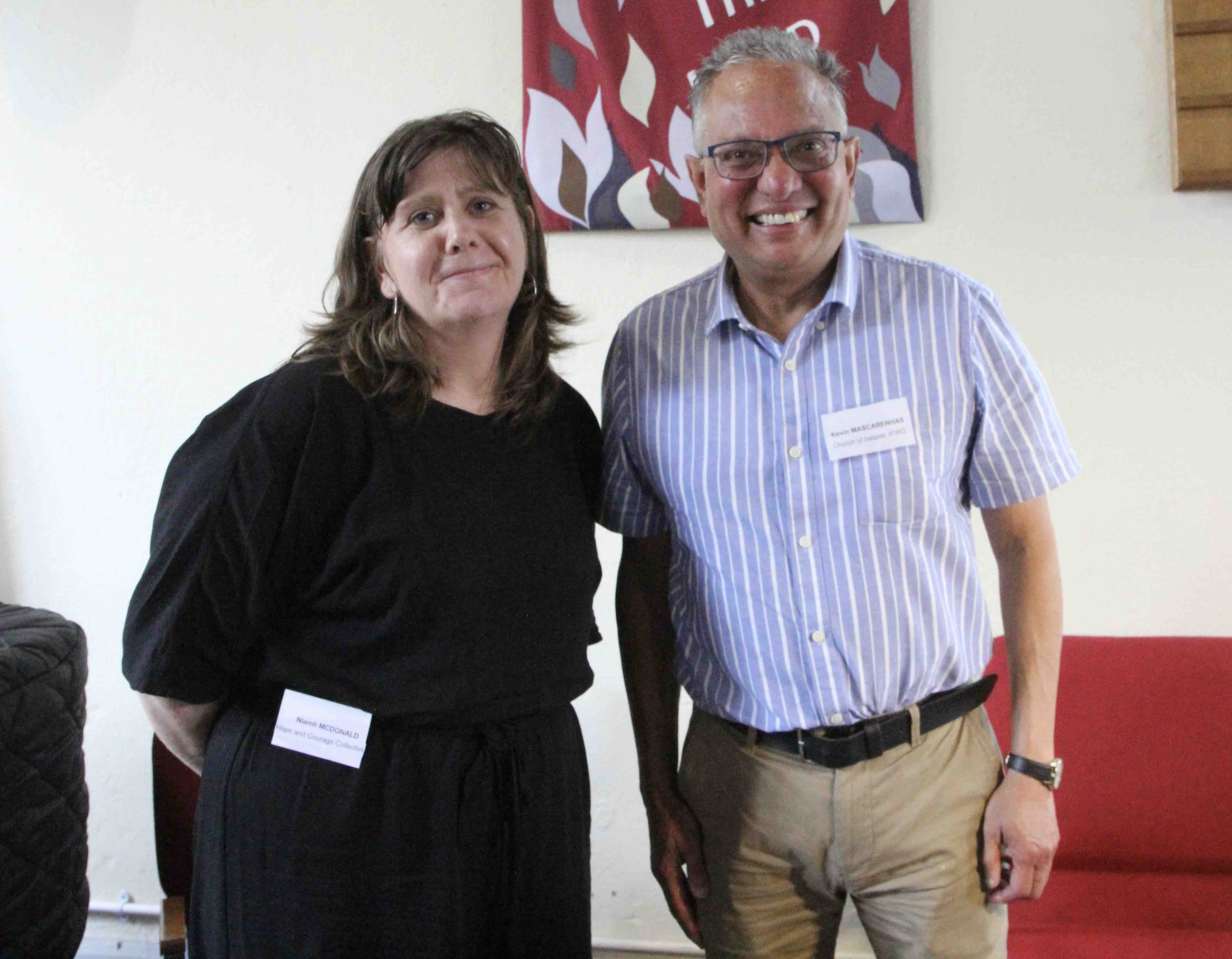 Niamh McDonald of the Hope and Courage Collective with Brother Kevin Mascarenhas chair of the Sanctuary in Faith stream.