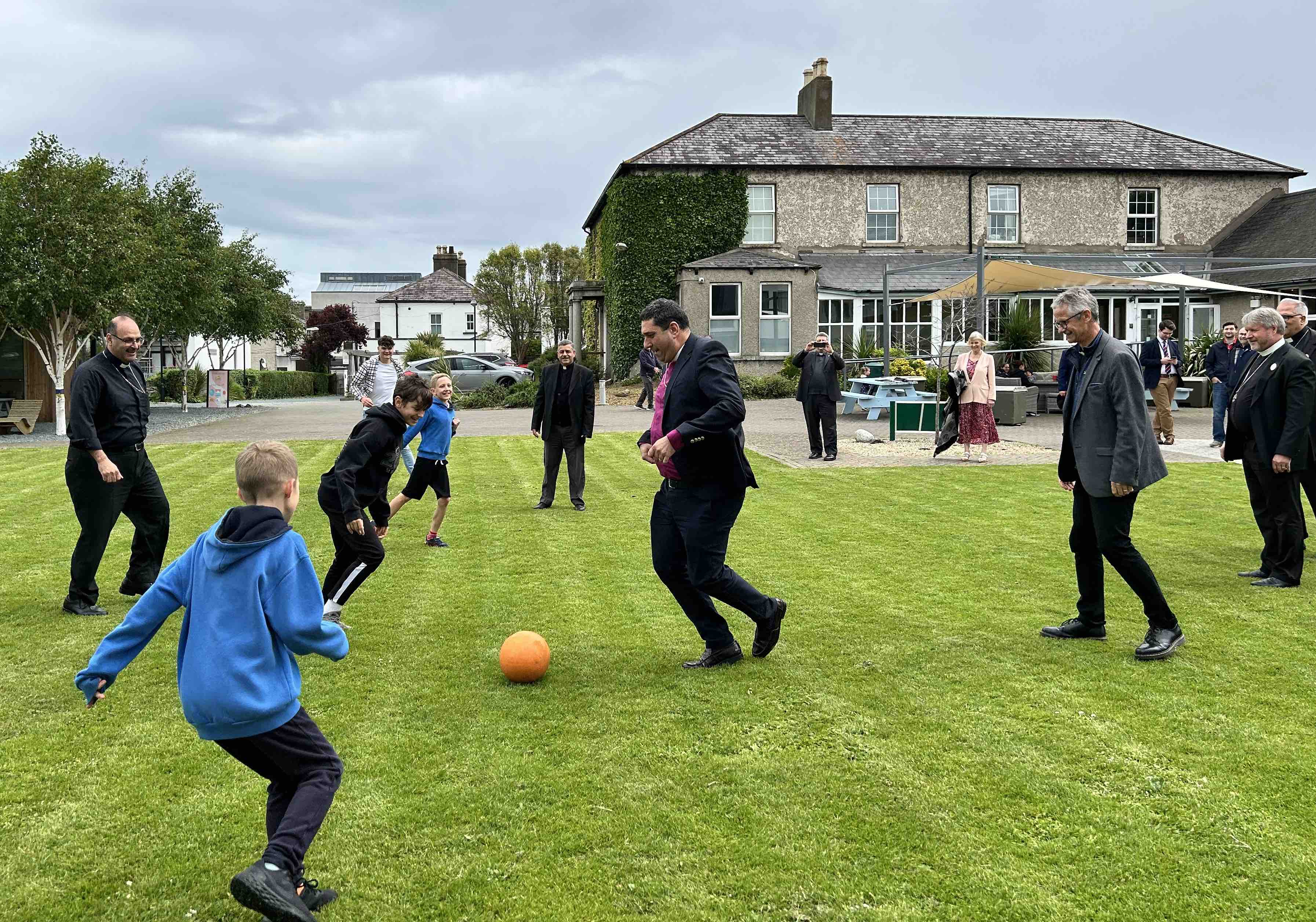 Clergy from the Diocese of Jerusalem and children from Ukraine played football in Greystones.