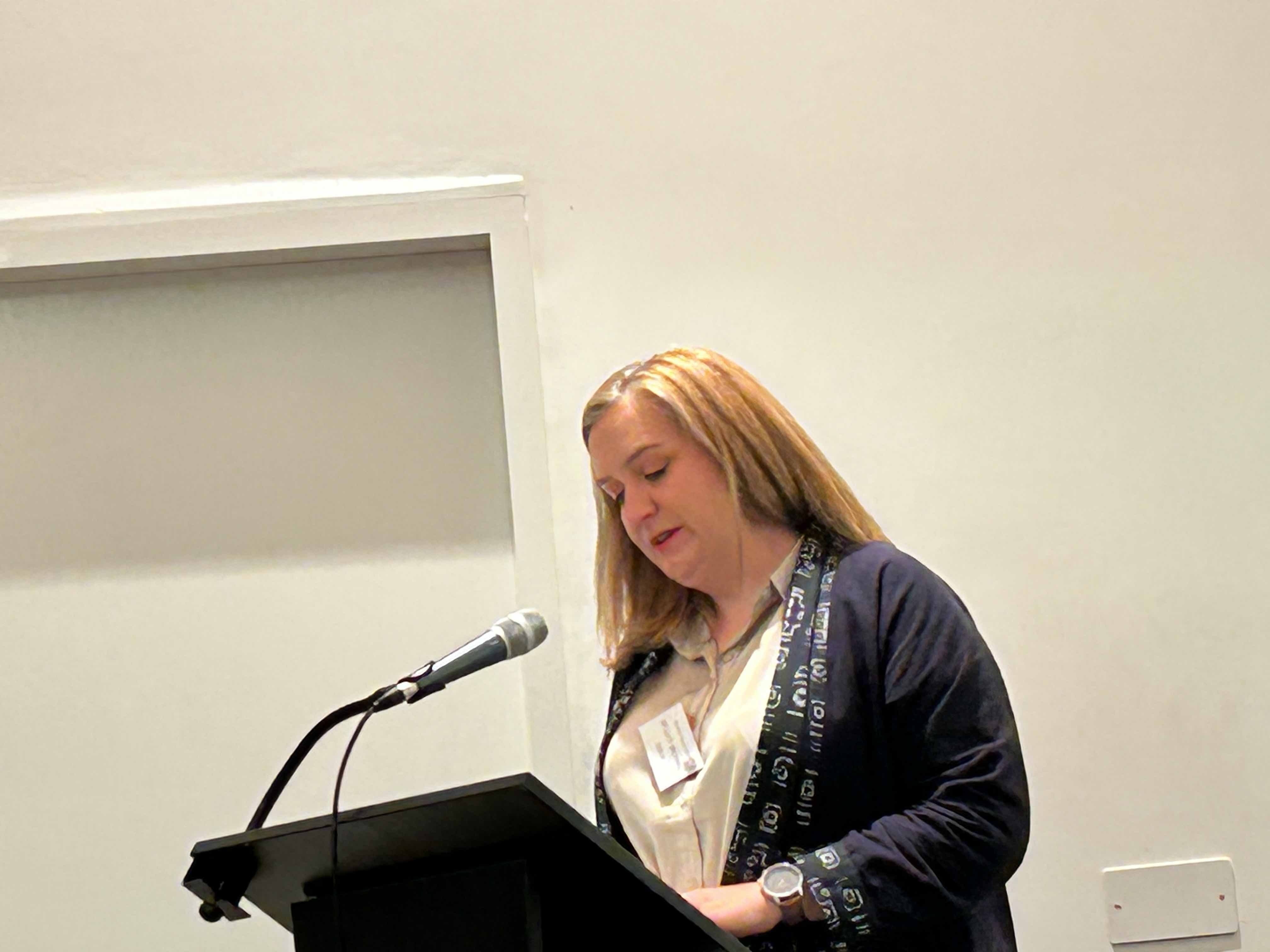 Dr Lucy Michael introducing a motion on Racial Justice Sunday.