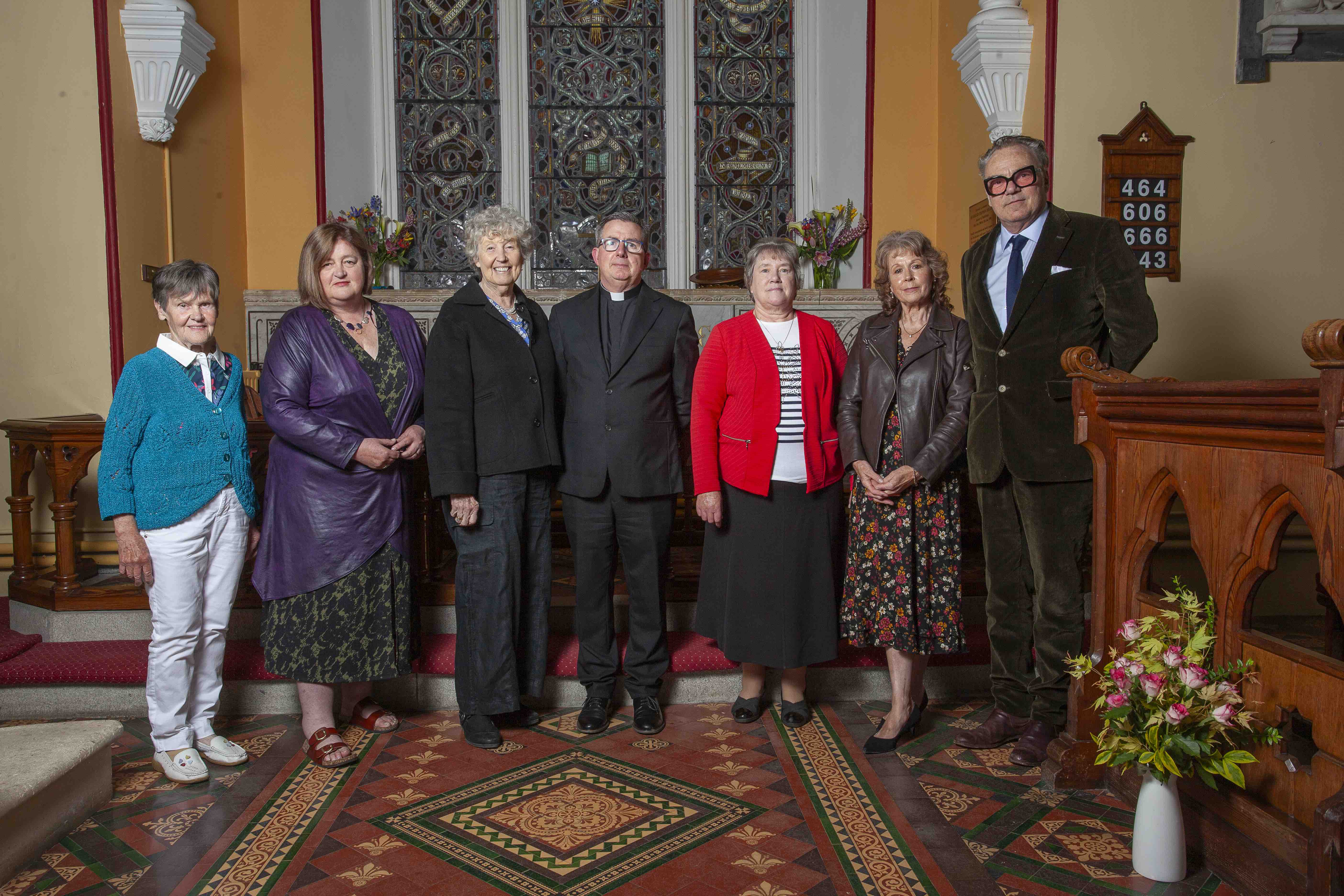 The Revd Billy Burke (centre) with the Church Wardens of Rathdrum and Derralossary with Glenealy, Lin Ryan, Nicola Faul, Heather Sheane, Ann Lambe, Mel Carlyle and Jack Armstrong.