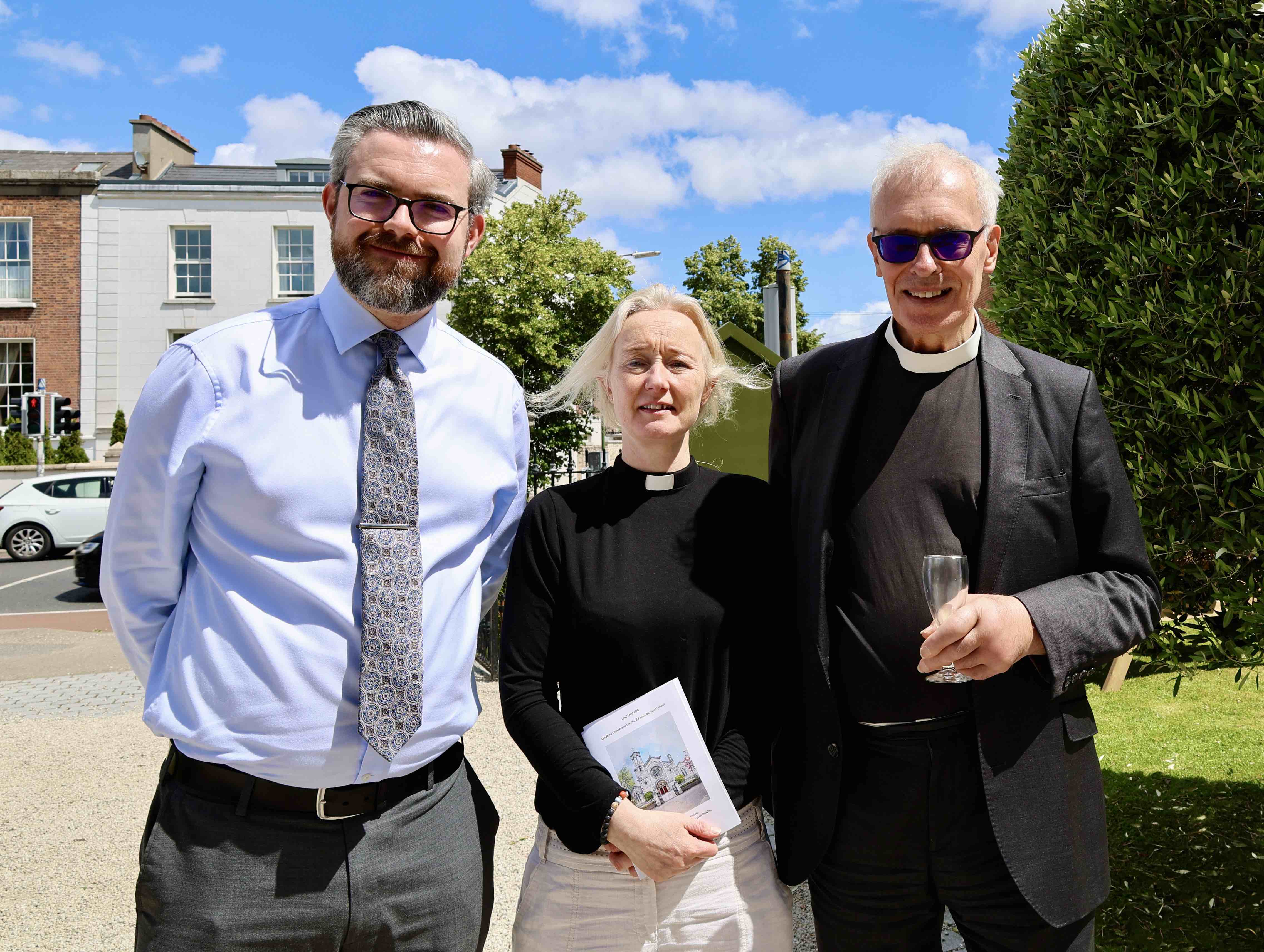 Author of the history of Sandford Parish David O'Shea, Canon Sonia Gyles and the Revd Patrick Irwin.