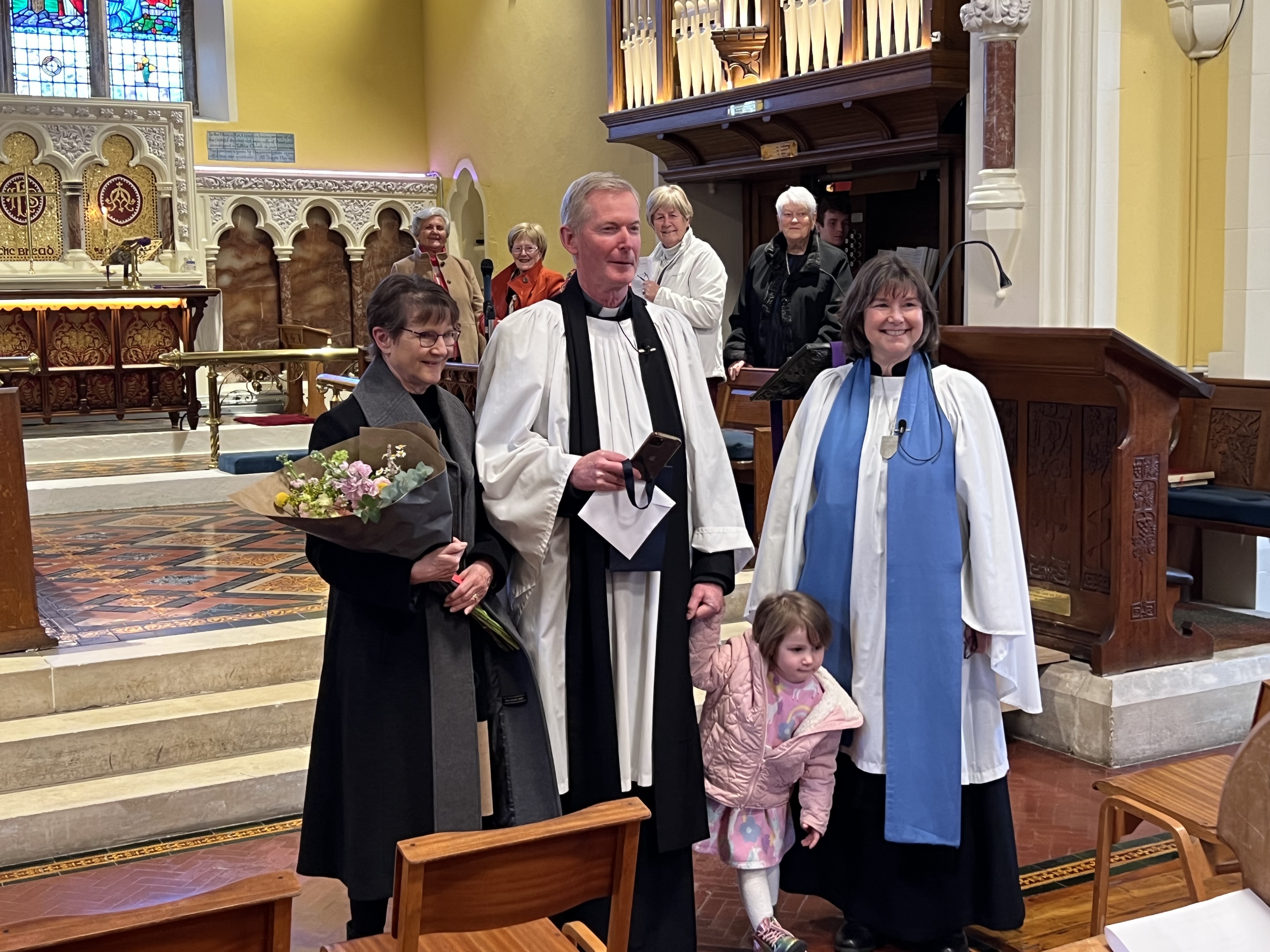 At John's final service as Rector of Tullow  Mandy Swanwick had given him a present from the Lay Readers Guild. John was the Warden of Lay Readers in Dublin and Glendalough for many years.
