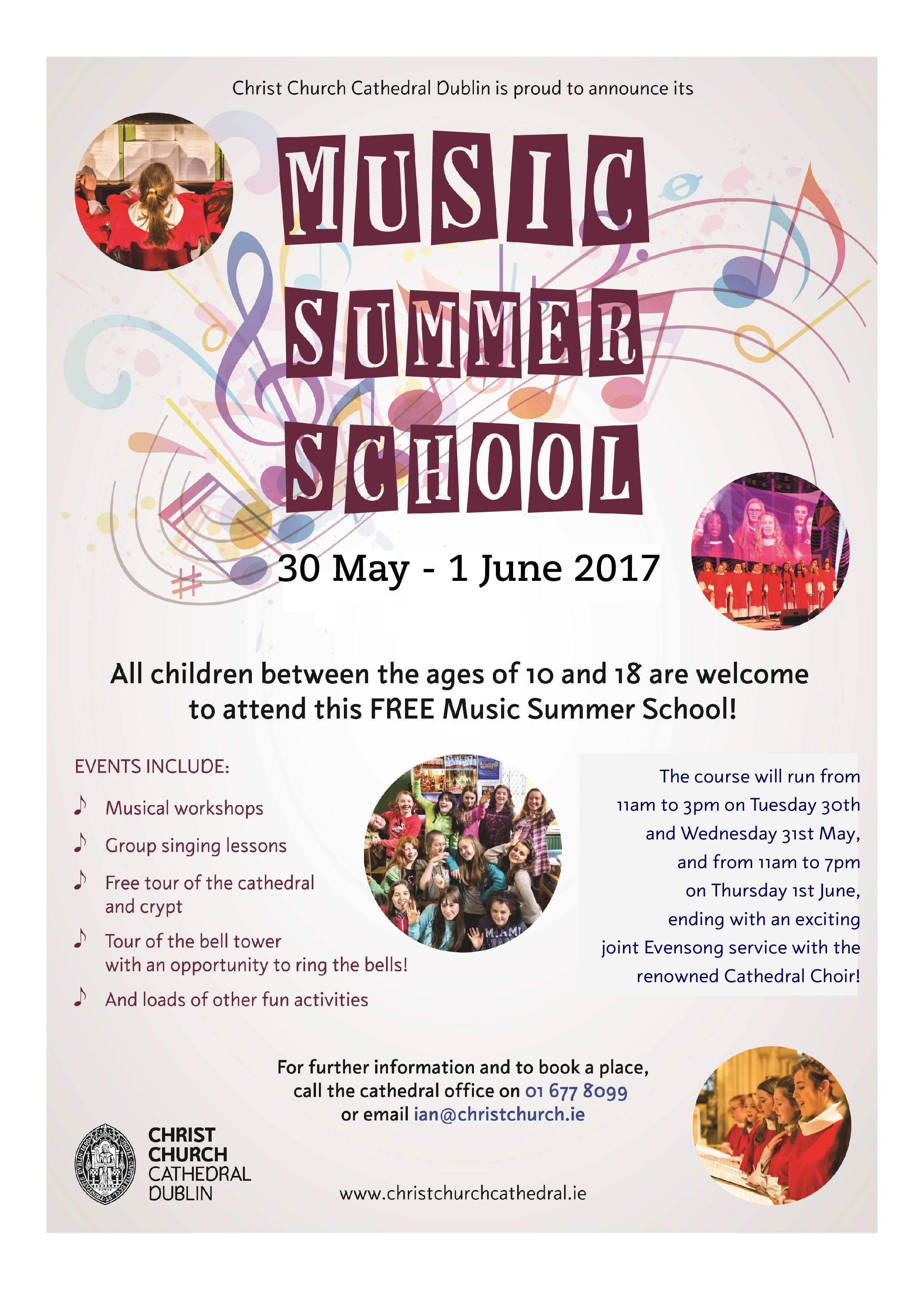 Christ Church Cathedral Music Summer School Poster