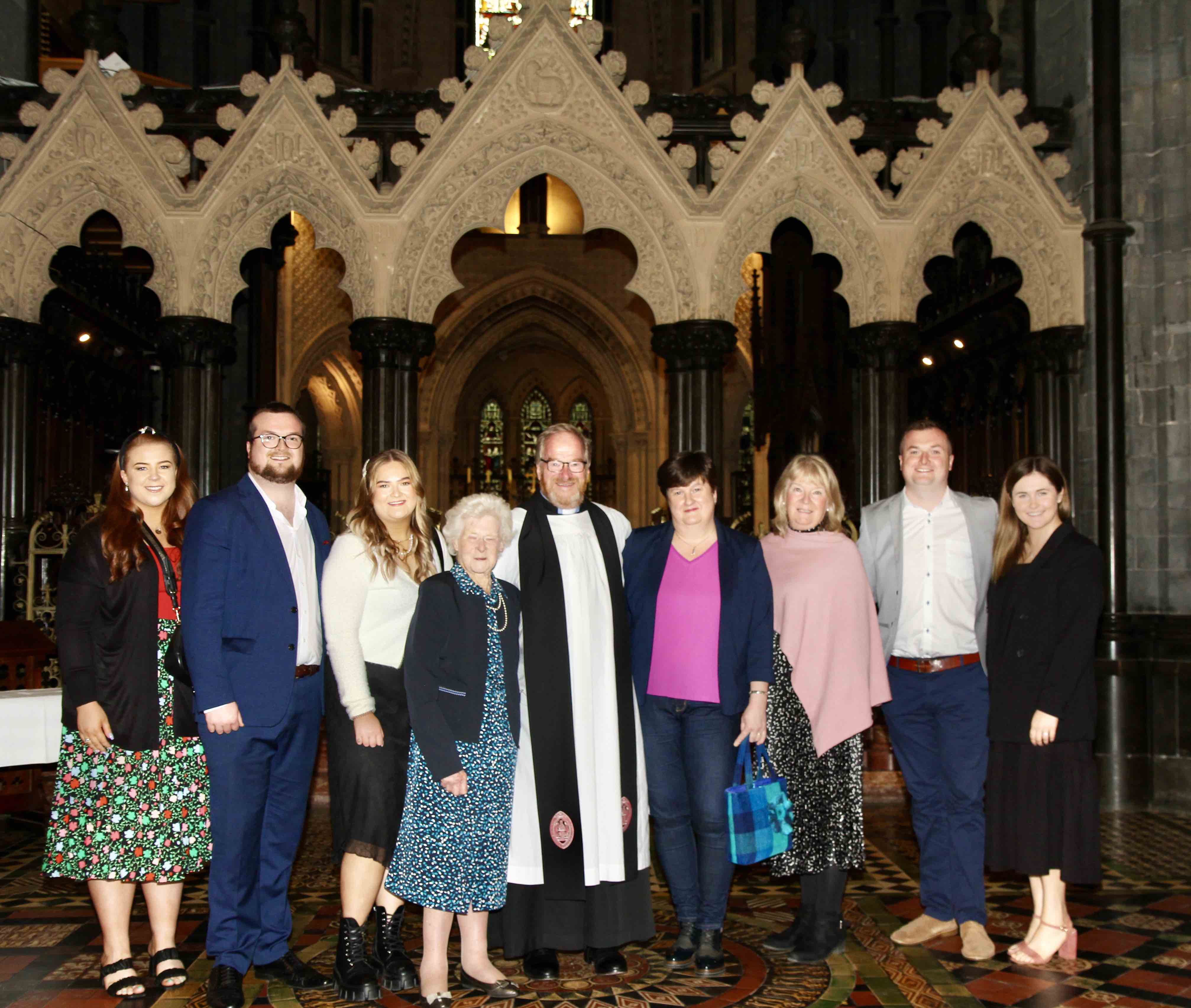 Canon Arthur Barrett with his family following his installation as 12th Canon of Christ Church Cathedral.