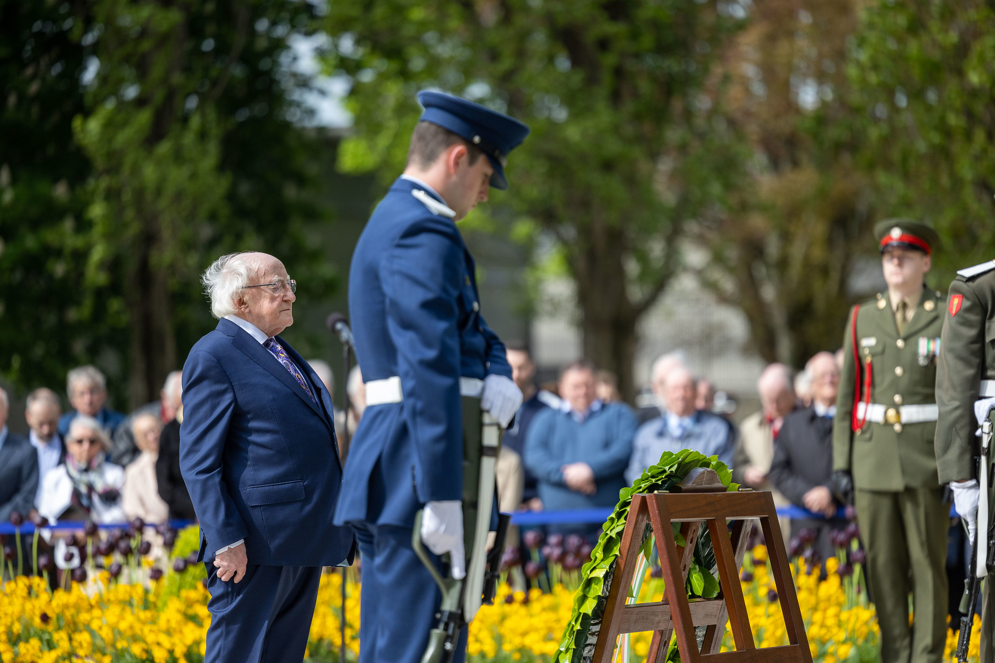 President Michael D Higgins lays a wreath at the Grave of the 1916 Leaders.