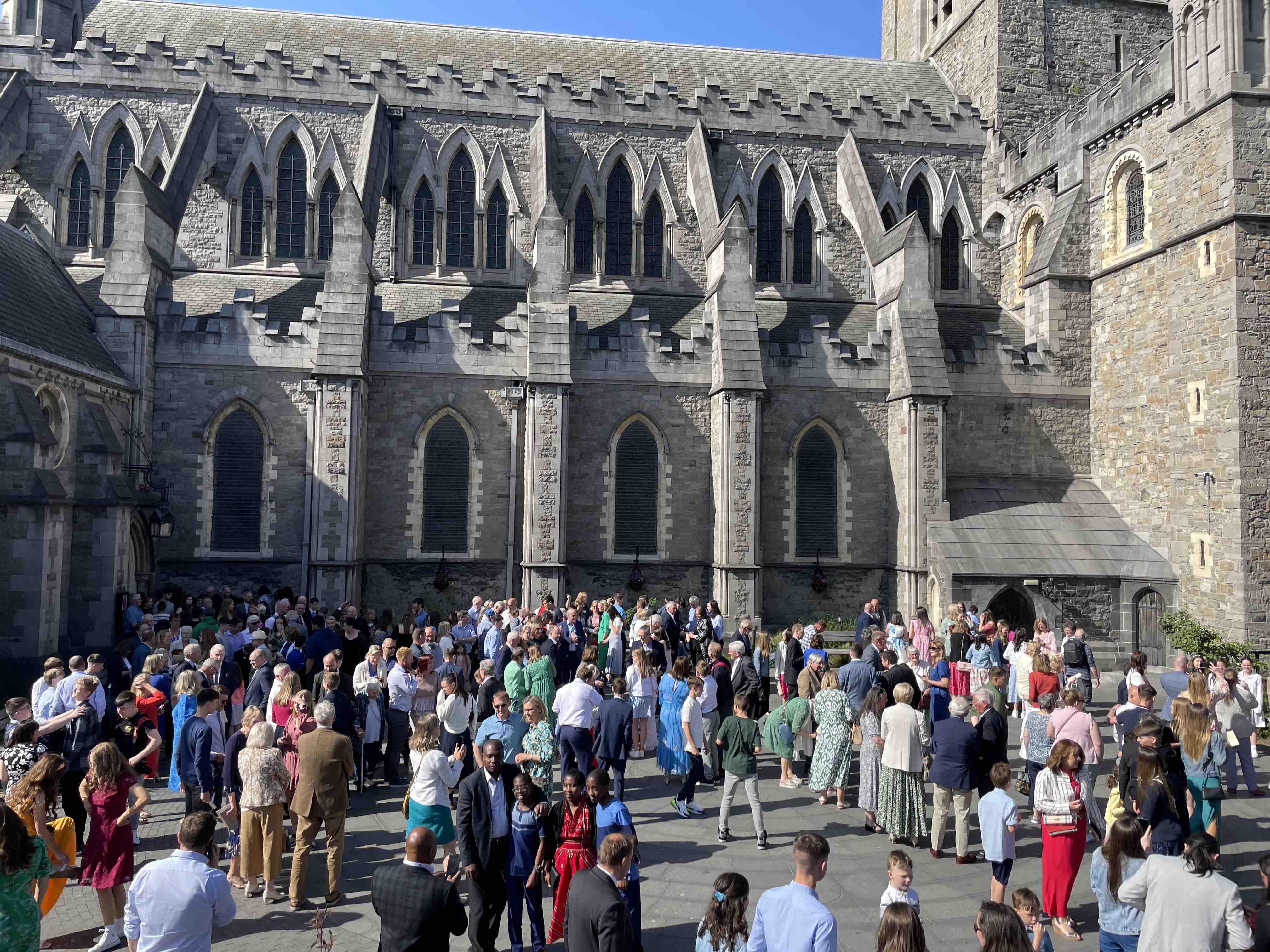 Candidates and their families outside Christ Church Cathedral following their confirmation.