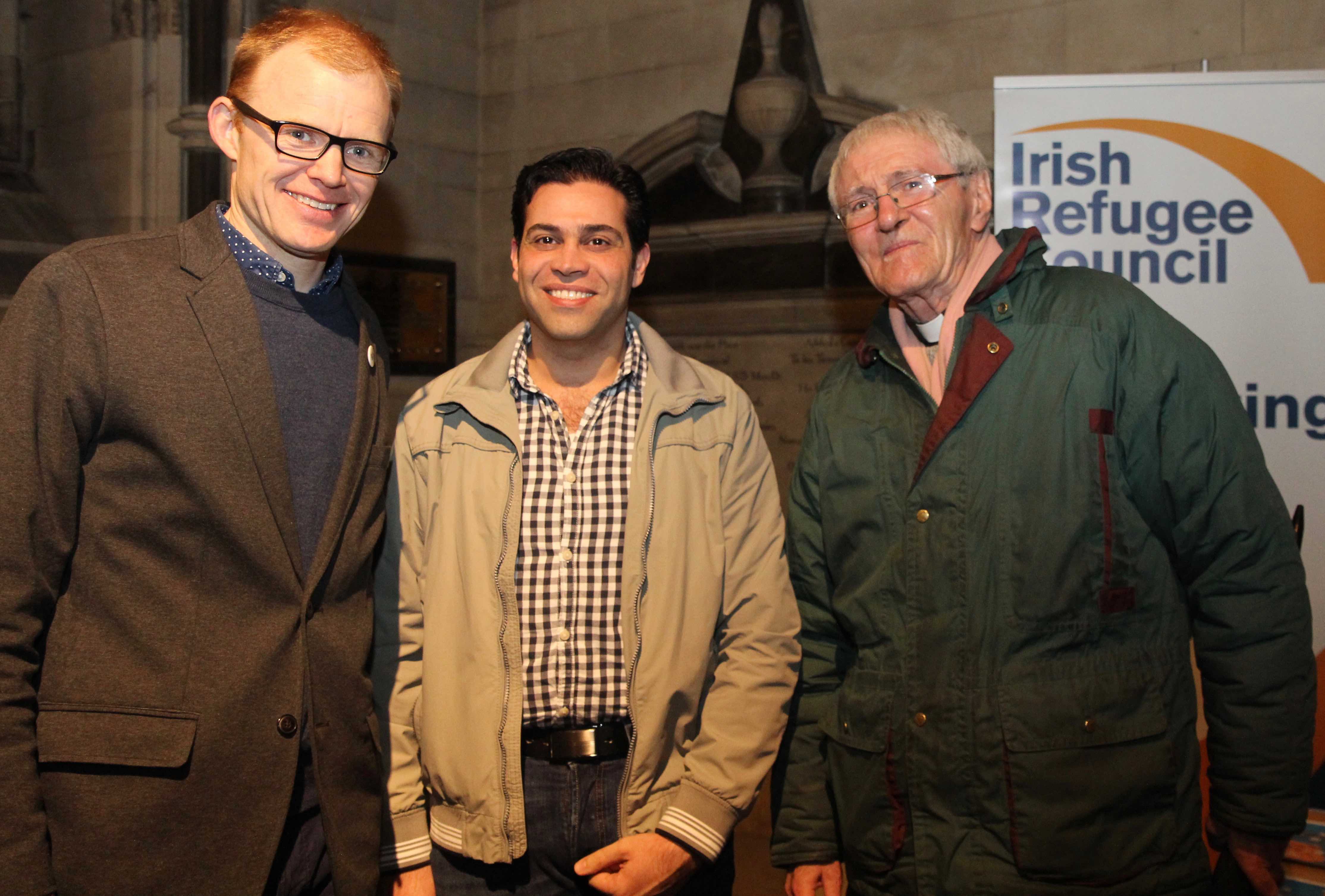 Nick Henderson of the Irish Refugee Council, Nabil Allam who has benefited from the service of the IRC and Canon Horace McKinley who chairs the working group which established the Diocesan Refugee Housing Project.