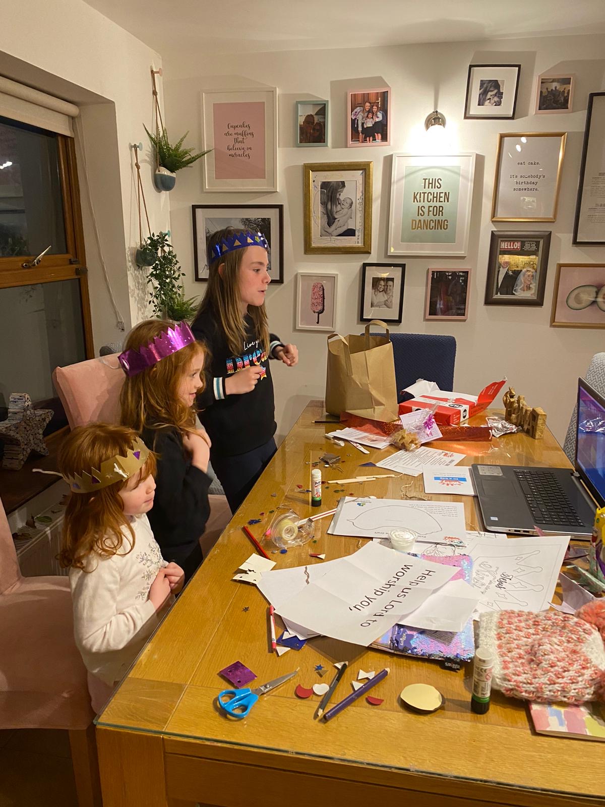 Some of the participants in Kilternan's Messy Church on Zoom