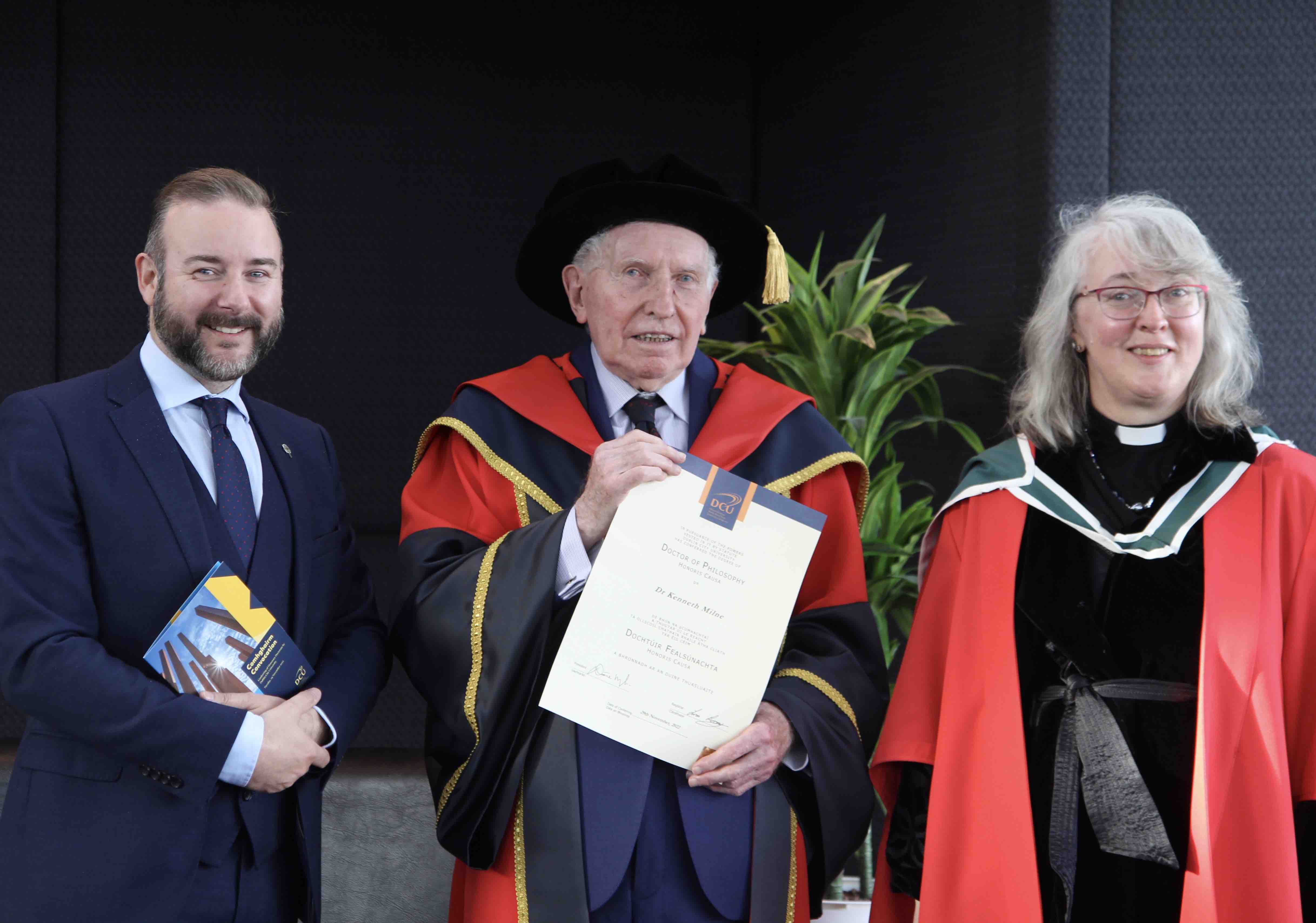 Secretary to the General Synod Board of Education Dr Ken Fennelly, Dr Kenneth Milne, and the Revd Prof Anne Lodge Director of the Church of Ireland Centre at DCU.