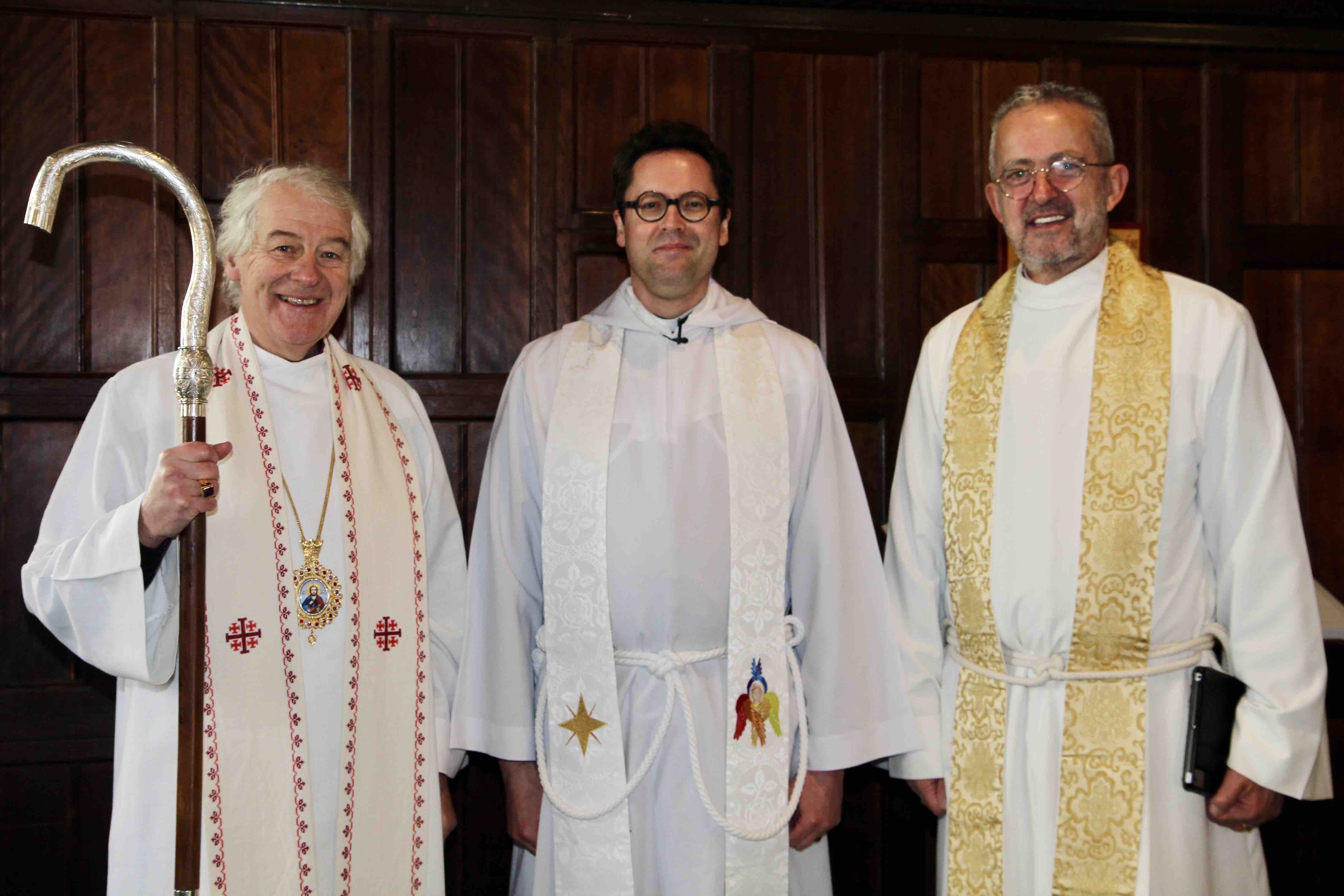 The Revd Edwin Aiken (centre with Archbishop Michael Jackson and Dean Dermot Dunne.