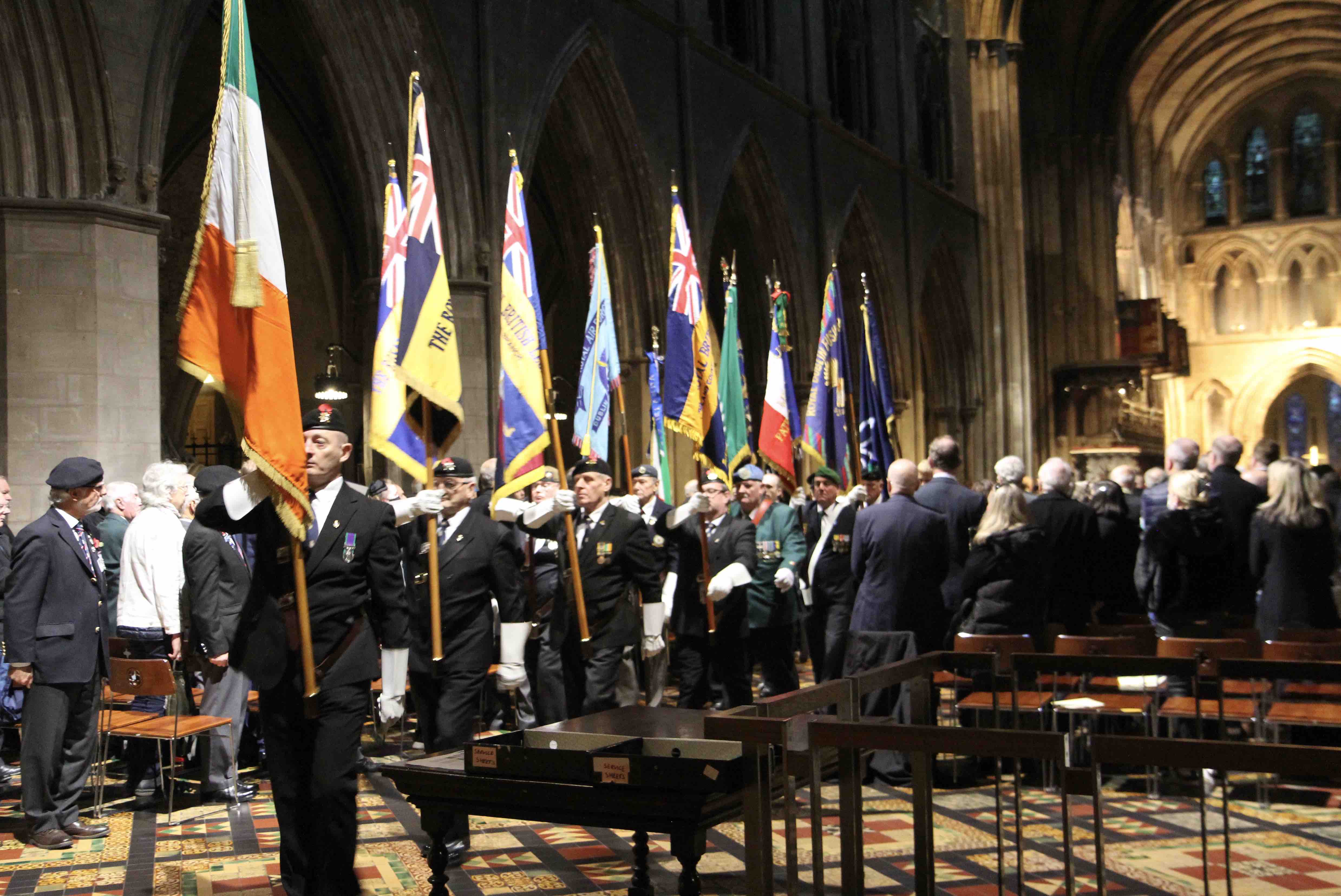 The standards are marched at the end of the service.