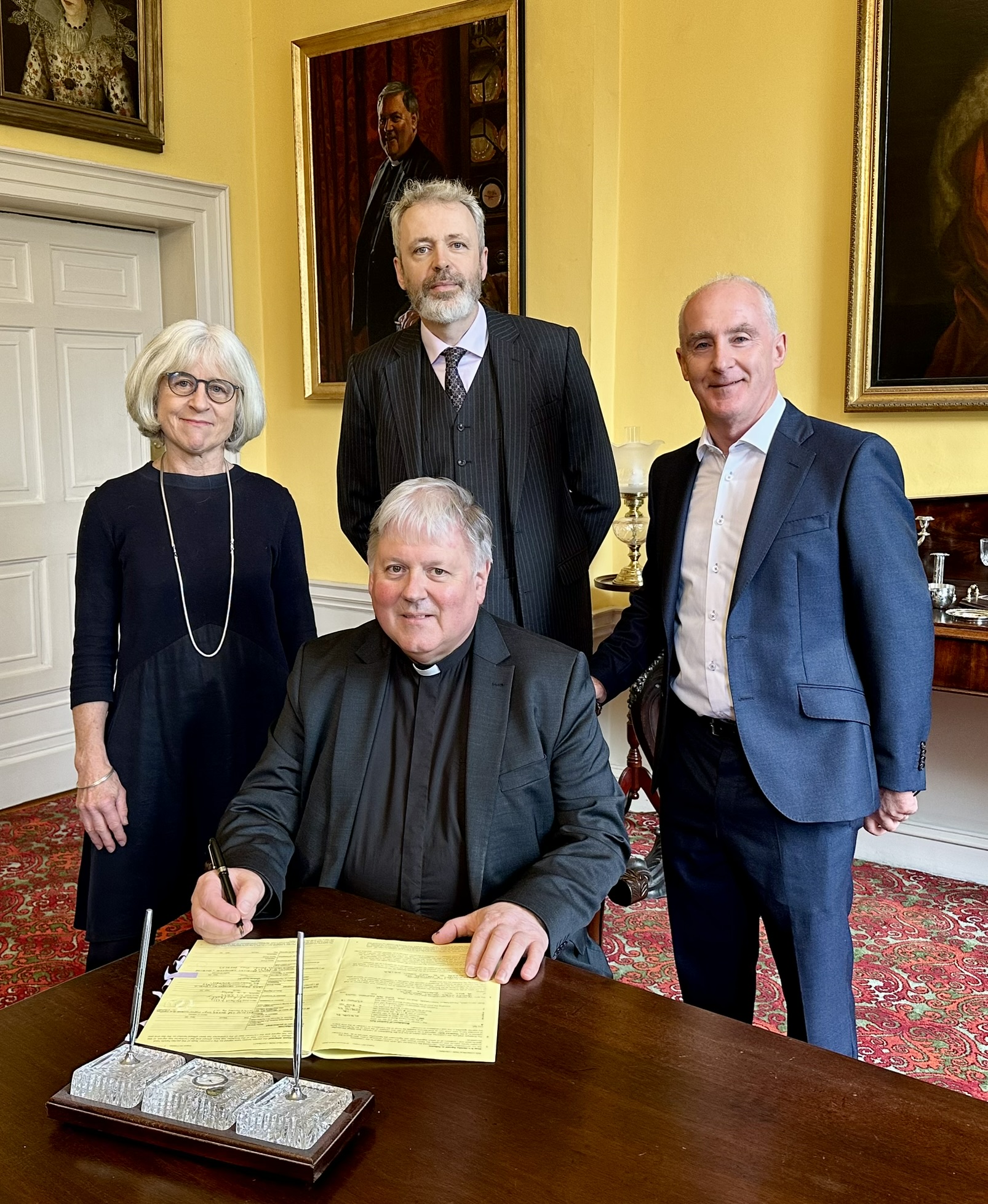 Pictured at the contract signing are: Fionnuala Hayes - Director, HHC Architecture; The Very Revd Dr William Morton - Dean of Saint Patrick's; Gavan Woods - Cathedral Administrator; and Michael Kelly - Director, Kelbuild.