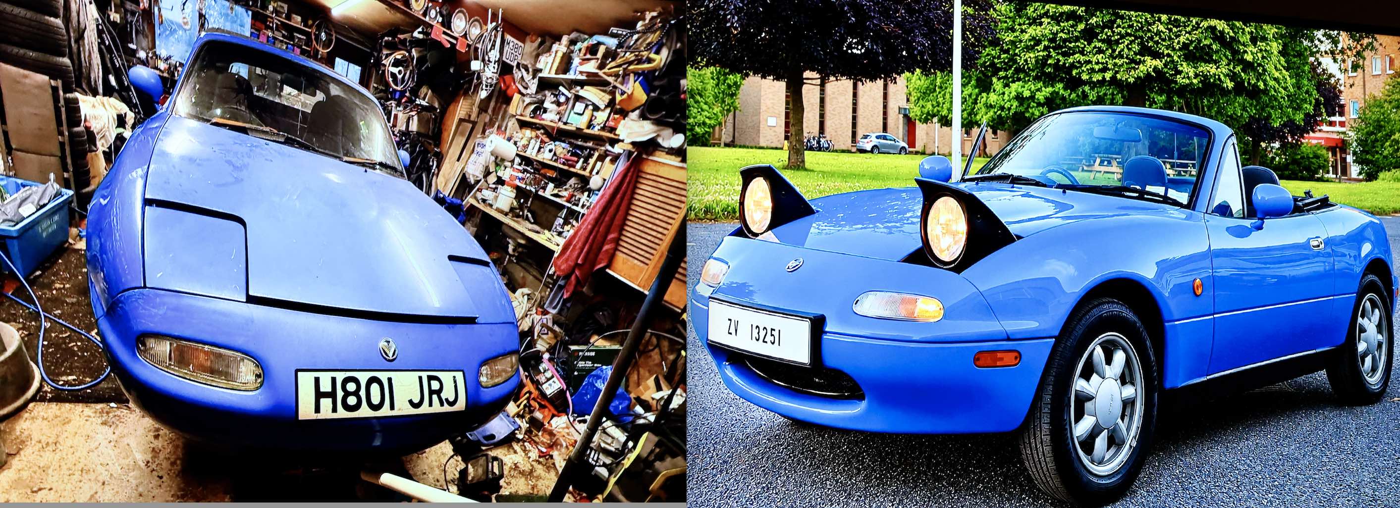Before and after - Revd Colin Hamilton's car.