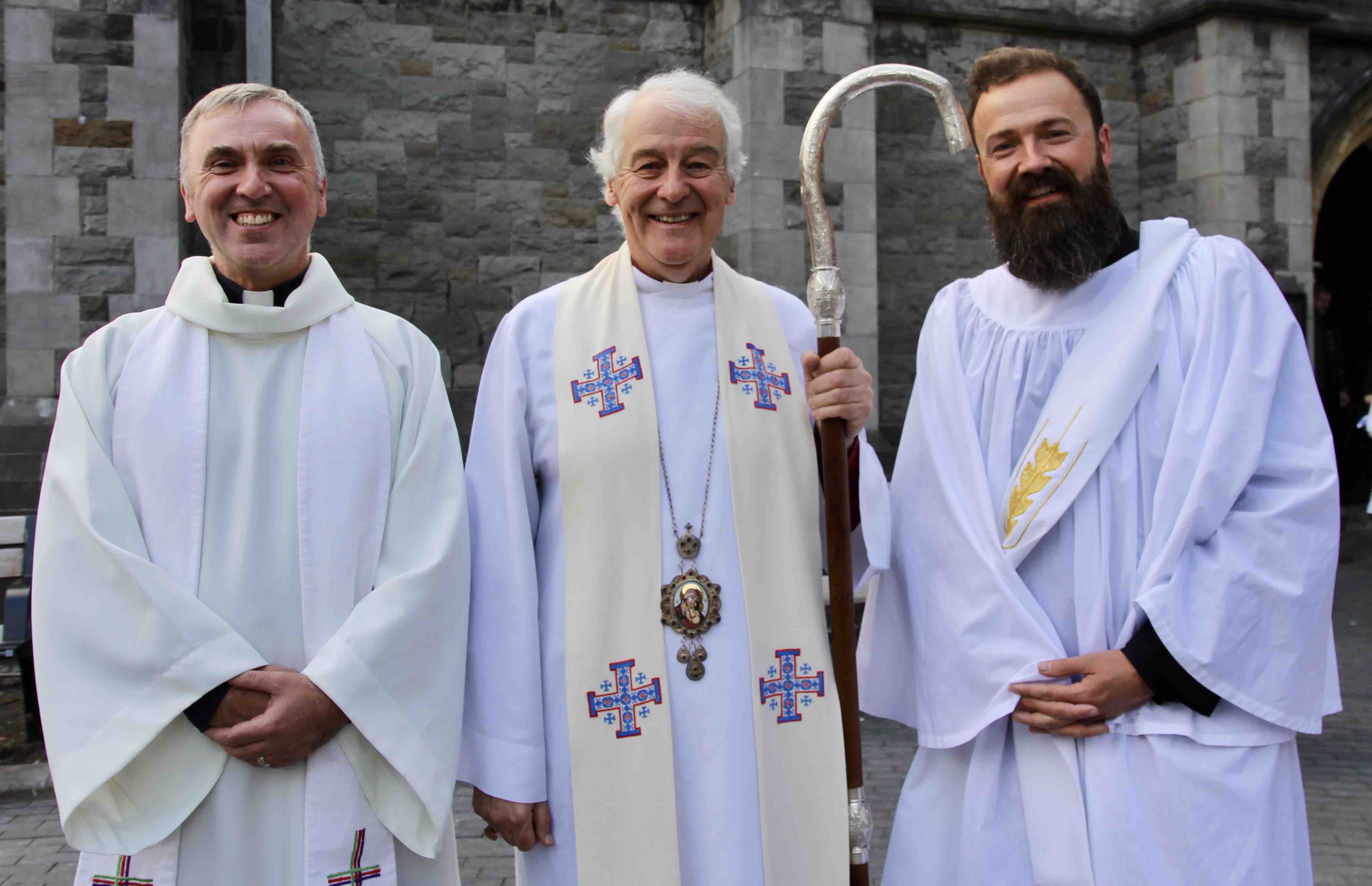 The Revd Scott Evans with Archbishop Michael Jackson and the Revd Rob Clements, Rector of Kilternan.