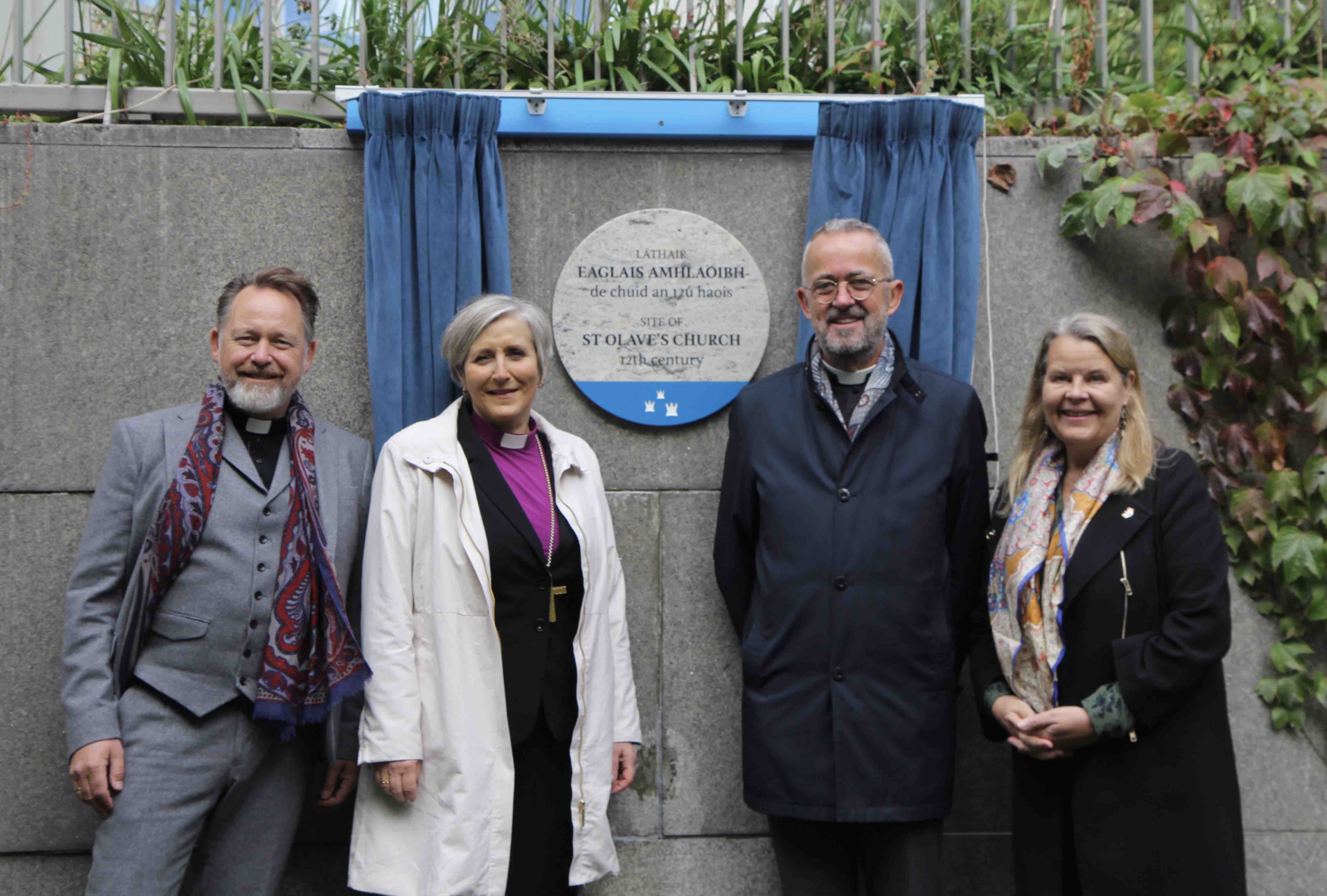 The Revd Einar Vegge, Bishop Herborg Finnset of the Church of Norway, Dean Dermot Dunne of nearby Christ Church Cathedral and  Norwegian ambassador Mari Skåre