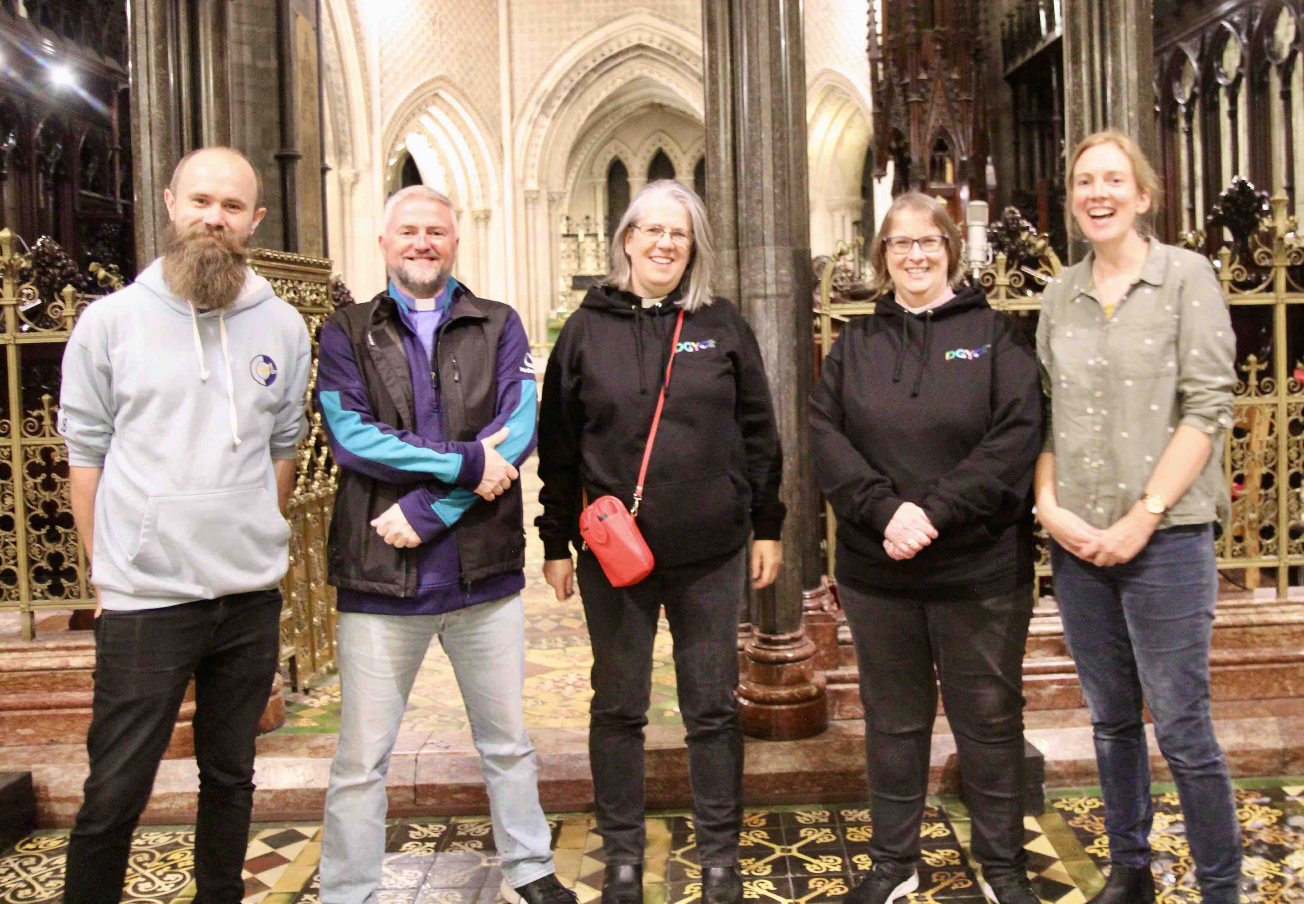 Some of the members of Dublin and Glendalough Youth Council: Jono Byford, the Revd Alan Breen (chair), the Revd Ruth Noble, Canon Lesley Robinson and Emma Fawcett, Diocesan Youth Ministry Coordinator.