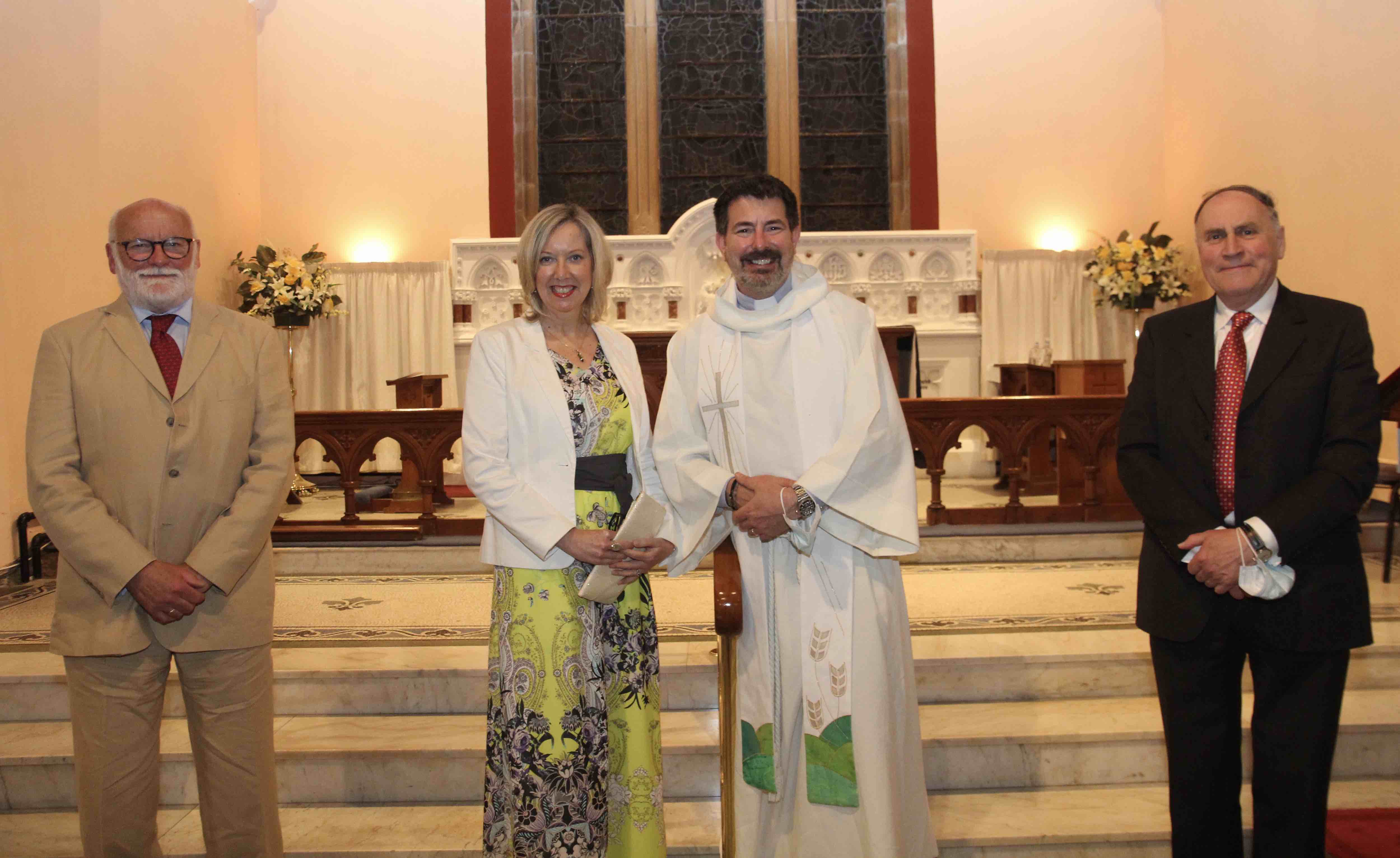 Cristabel and the Revd Philip Heak with church wardens Denis Headon and Garett Wrenn.