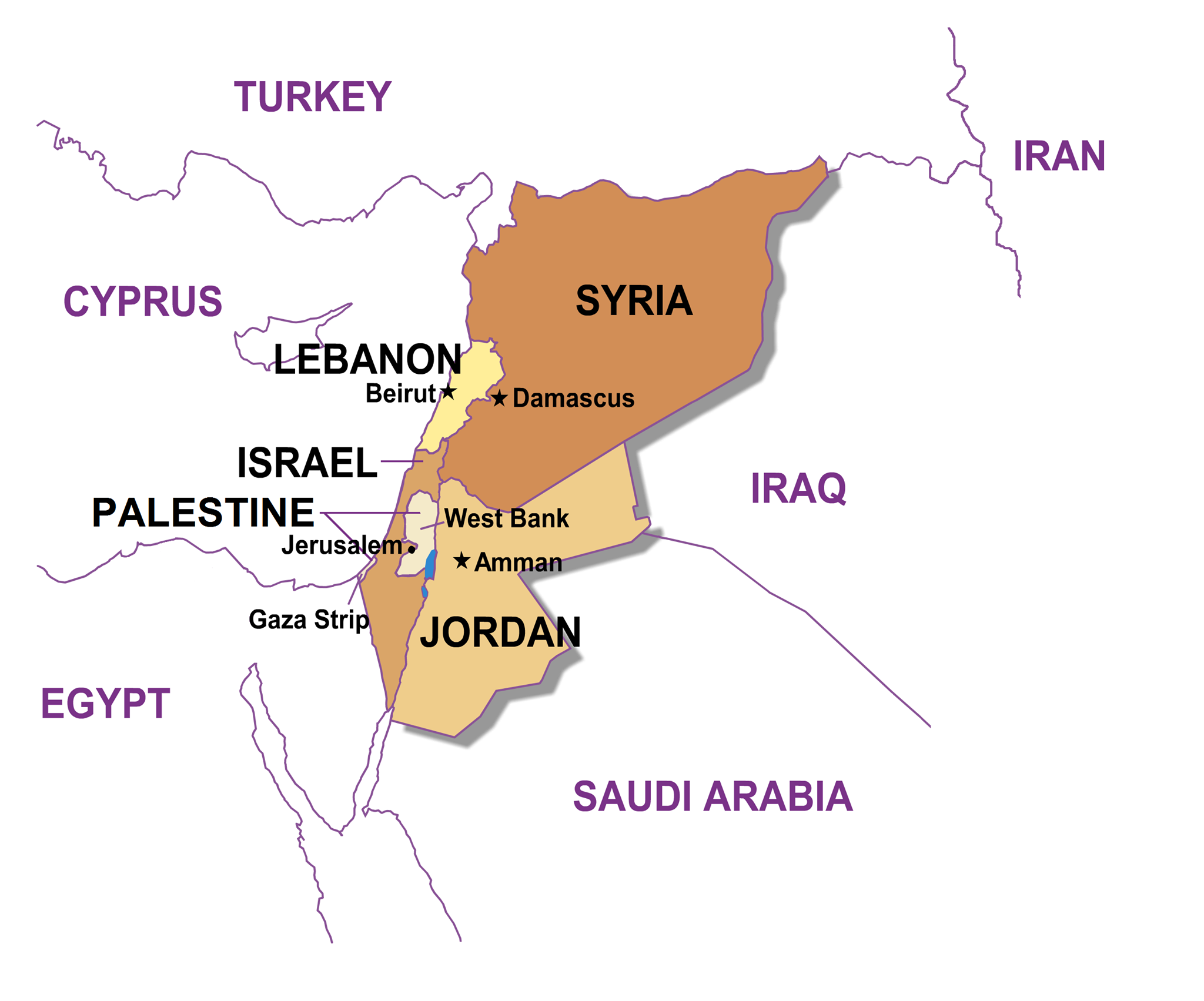 Area covered by the Diocese of Jerusalem