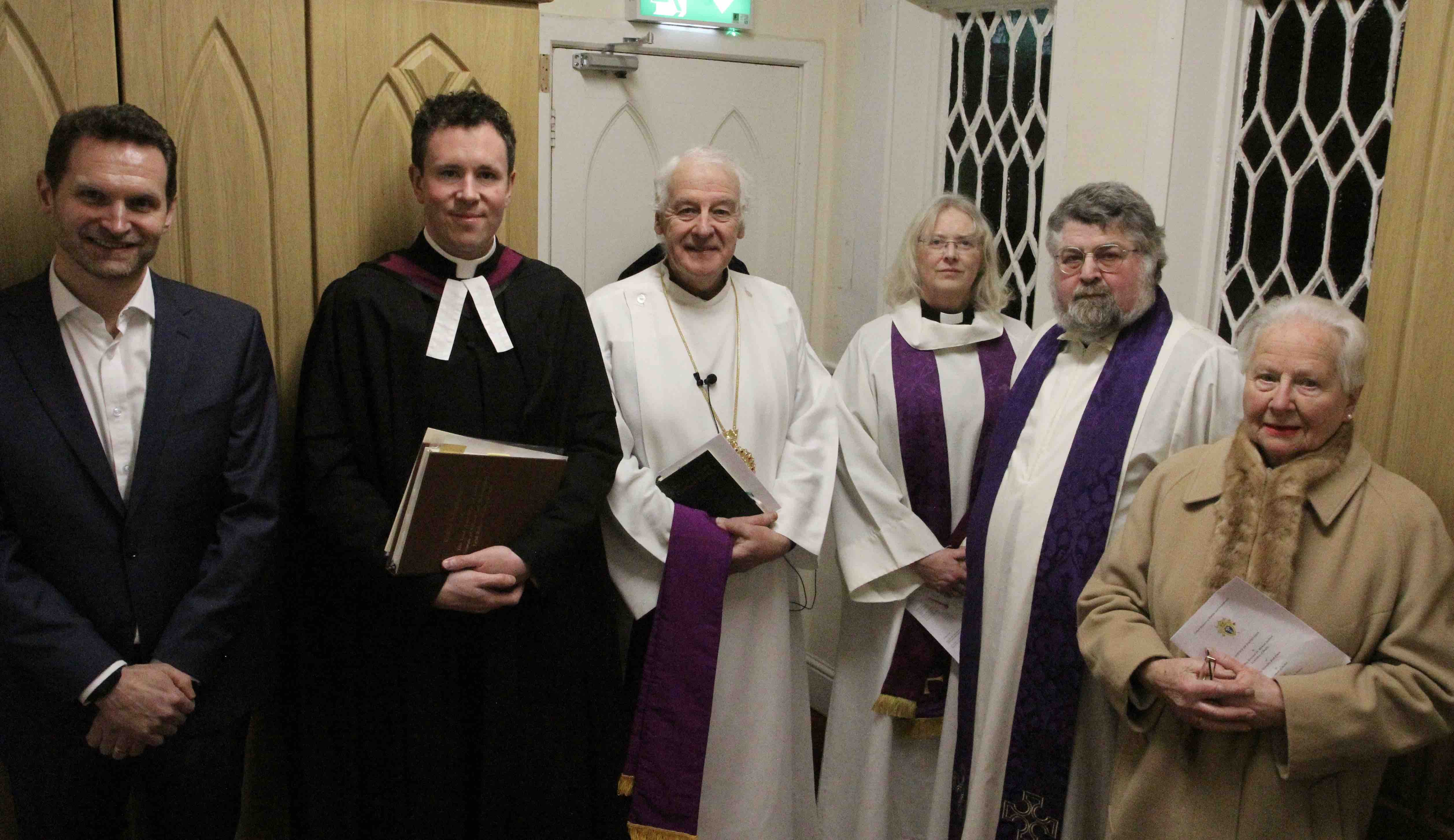 The new Rector, the Revd Ruth Elmes with the Church Wardens, Archbishop, Archdeacon of Glendalough and the Registrar.