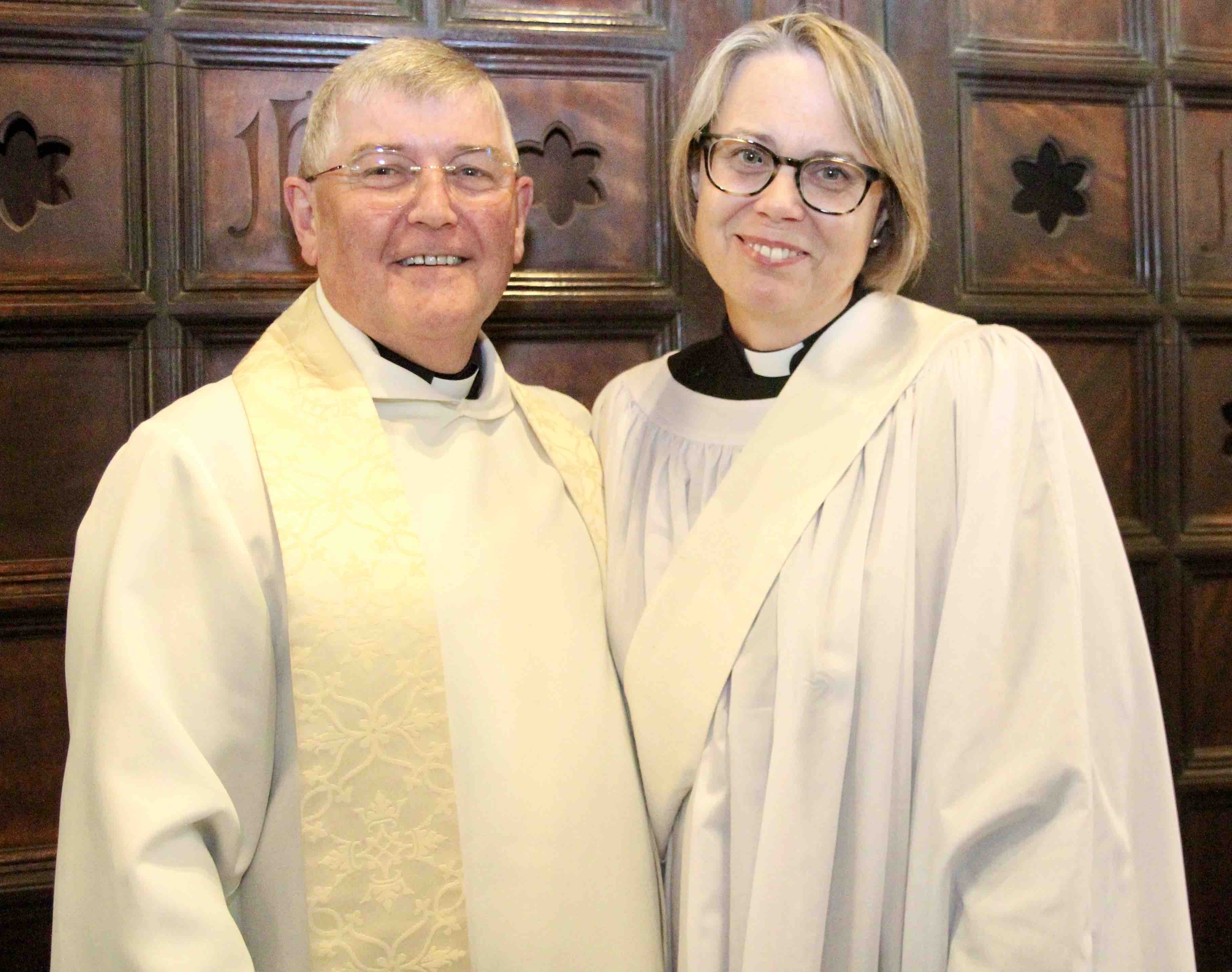 The Revd Jane Burns with the Rector of Taney, the Revd Nigel Pierpoint.